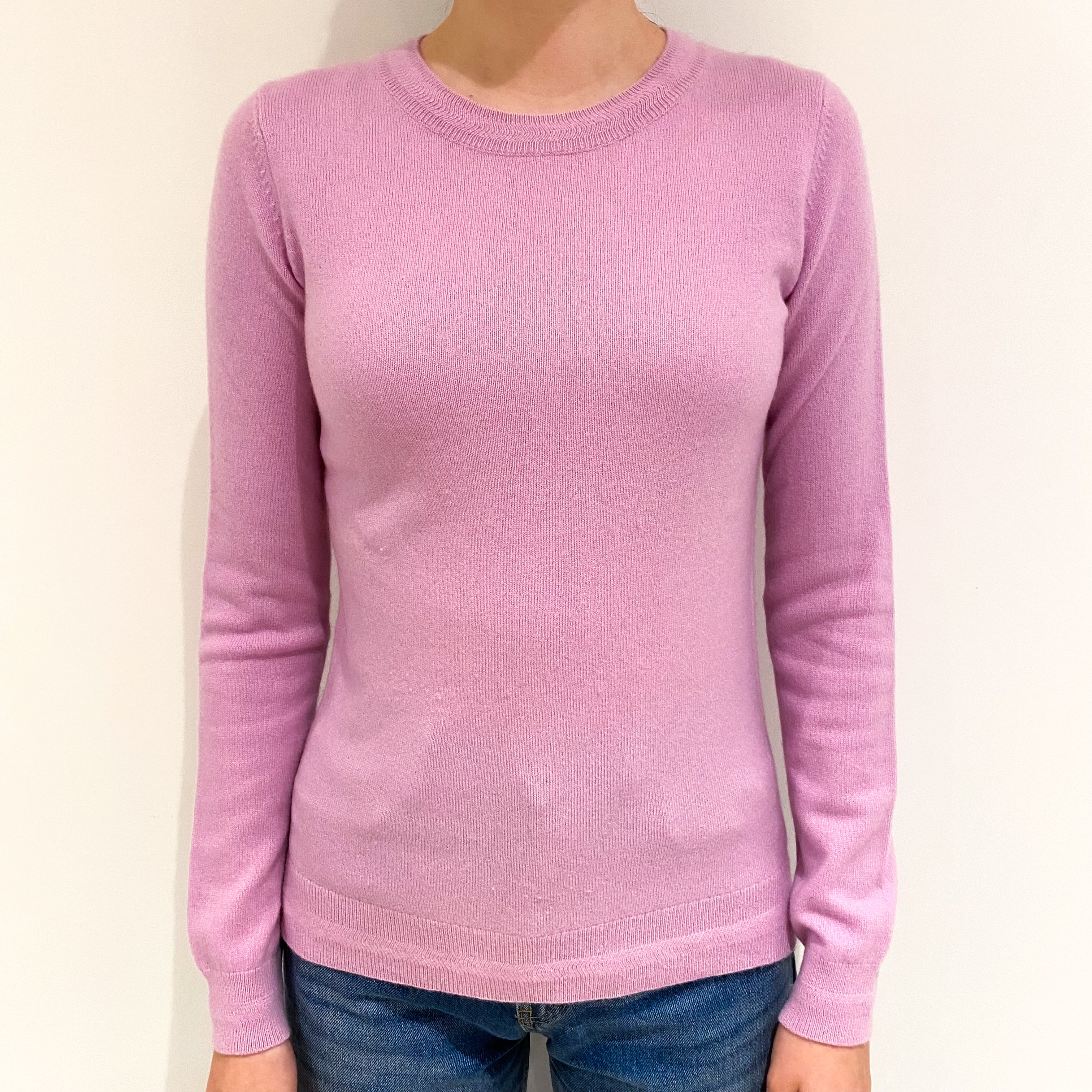 Foxglove Pink Cashmere Crew Neck Jumper Extra Small