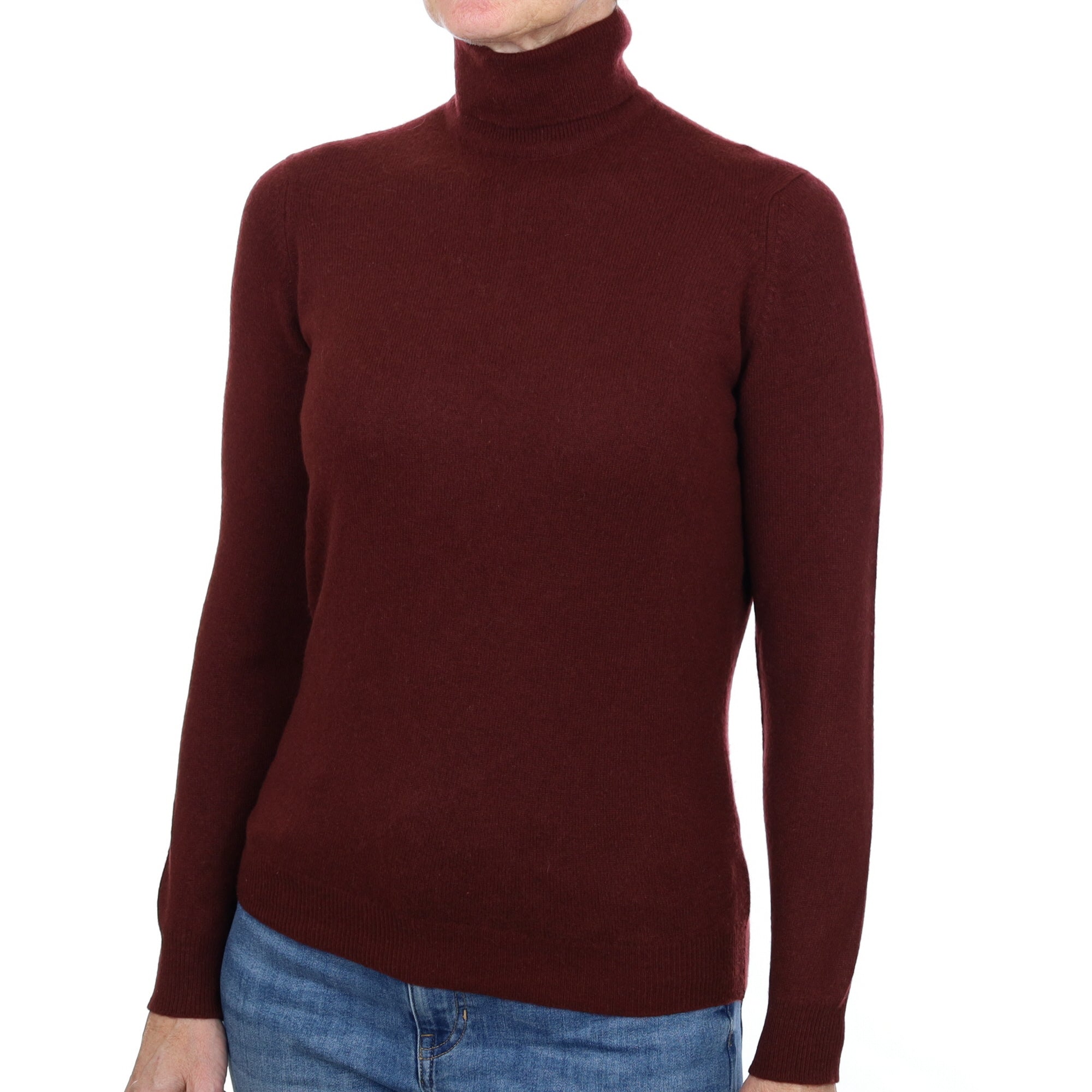 Jaeger Mulberrry Purple Cashmere Turtle Neck Jumper Small