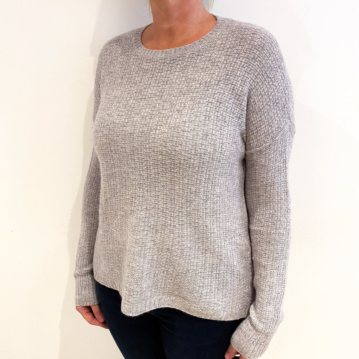Cynthia Rowley Mist Grey Cashmere Crew Neck Jumper Large