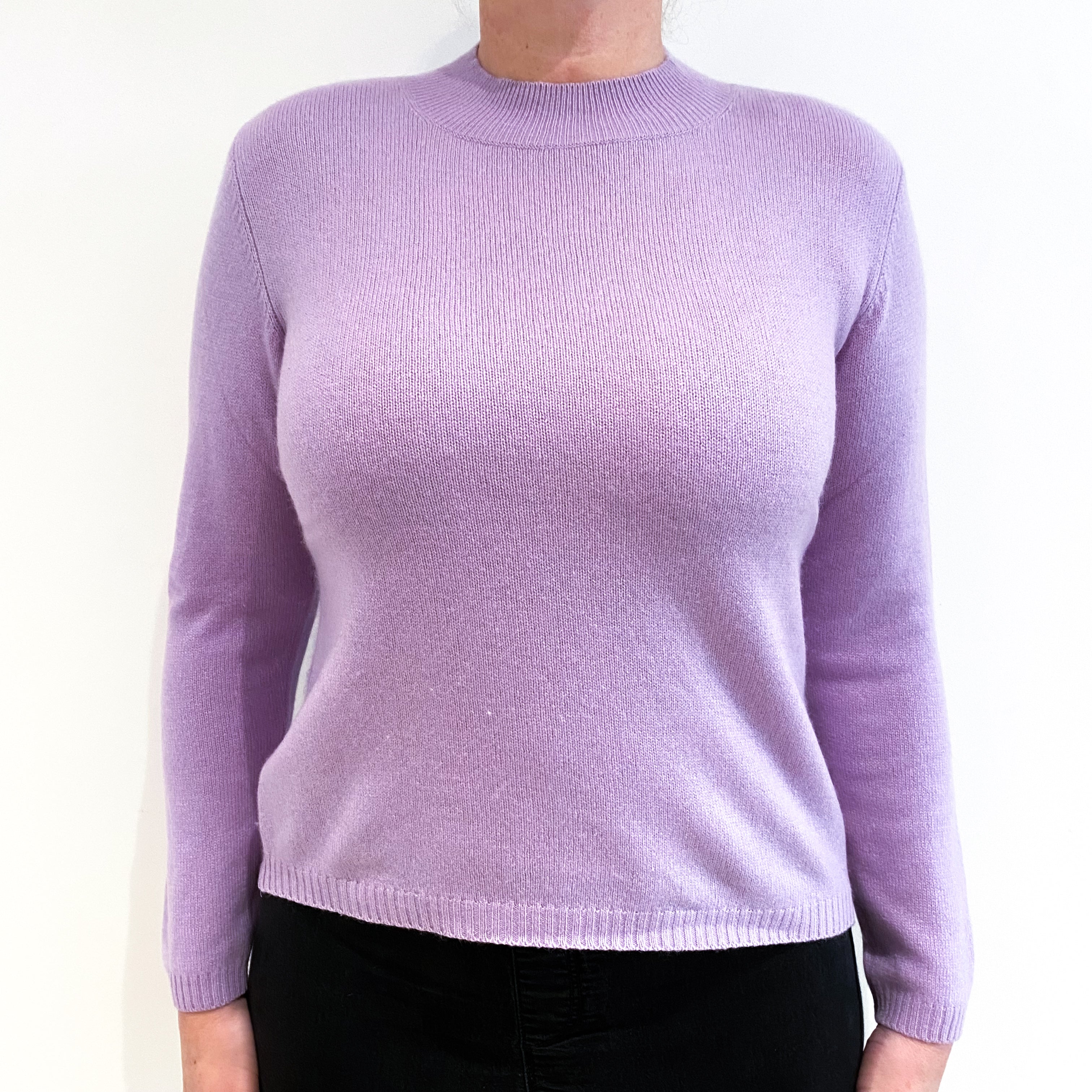Lilac Purple Cashmere Turtle Neck Jumper Large