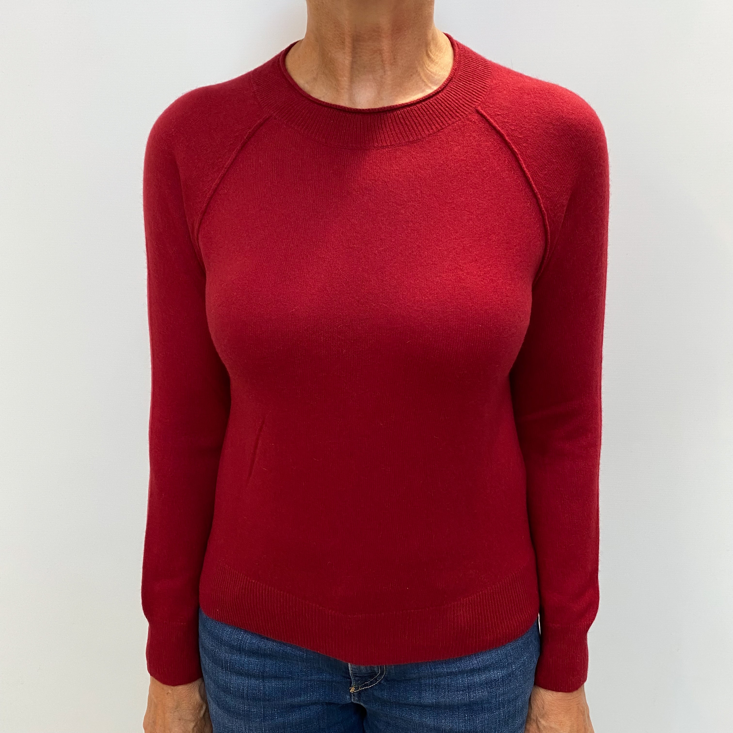 Crimson Red Cashmere Crew Neck Jumper Medium
