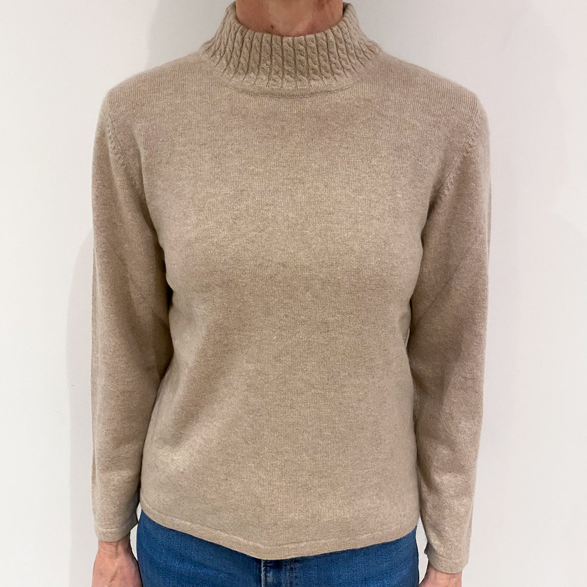 Biscuit Brown Cashmere Turtle Neck Jumper Small