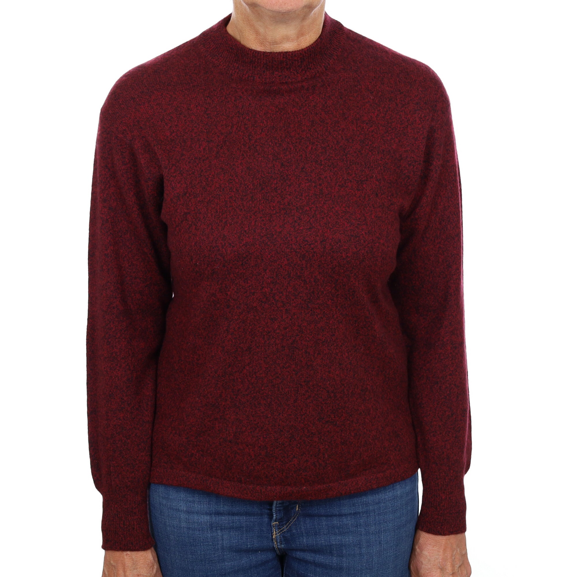 Burgundy Red Marl Cashmere Turtle Neck Jumper Medium