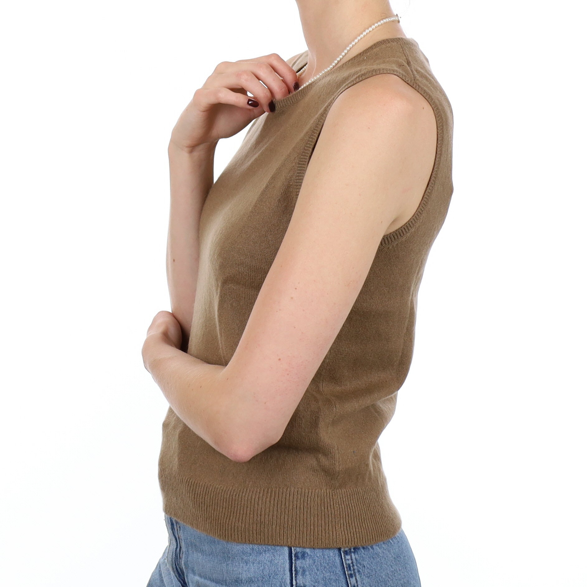 Ralph Lauren Camel Cashmere Crew Neck Tank Top Small