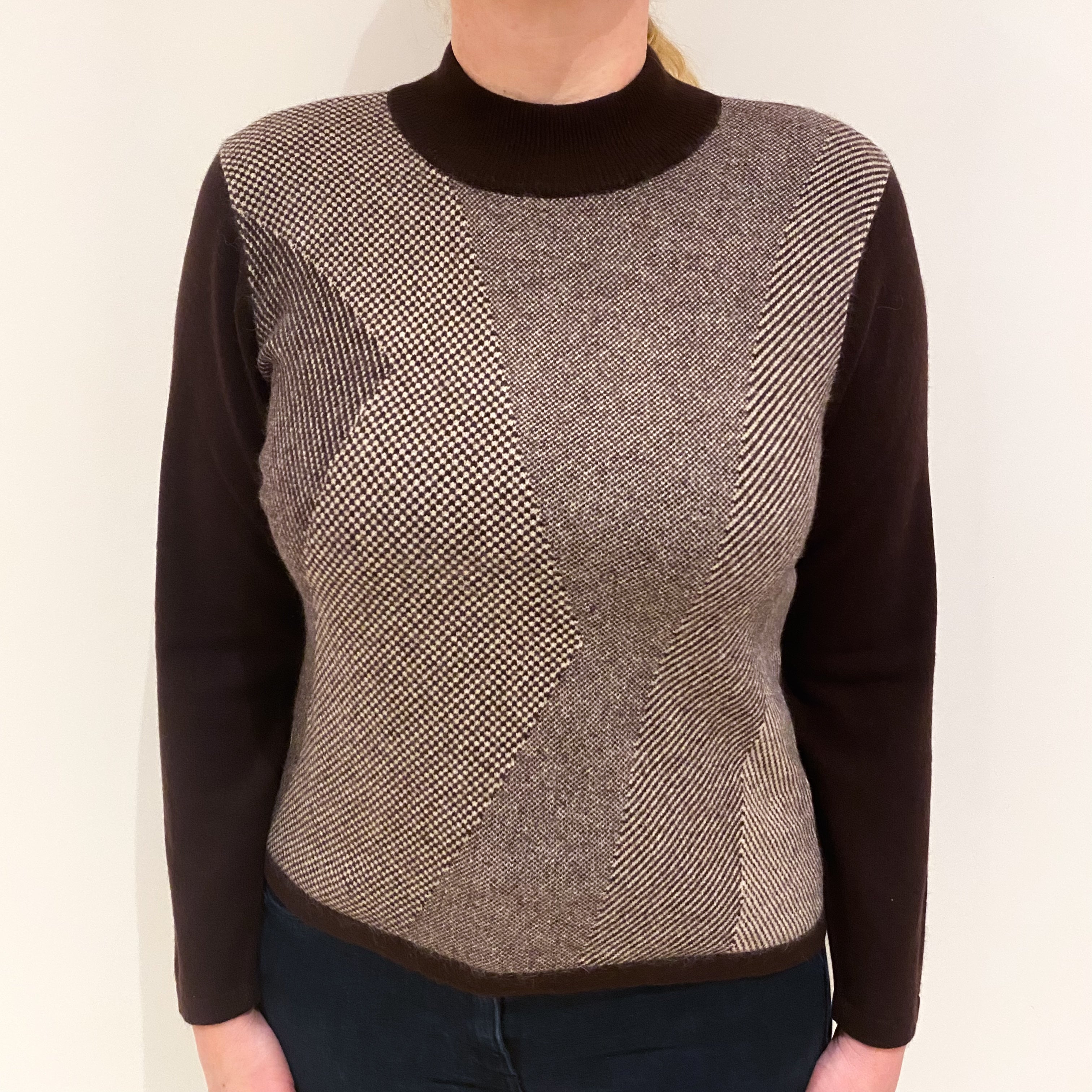 Chocolate Brown Cashmere Turtle Neck Jumper Large