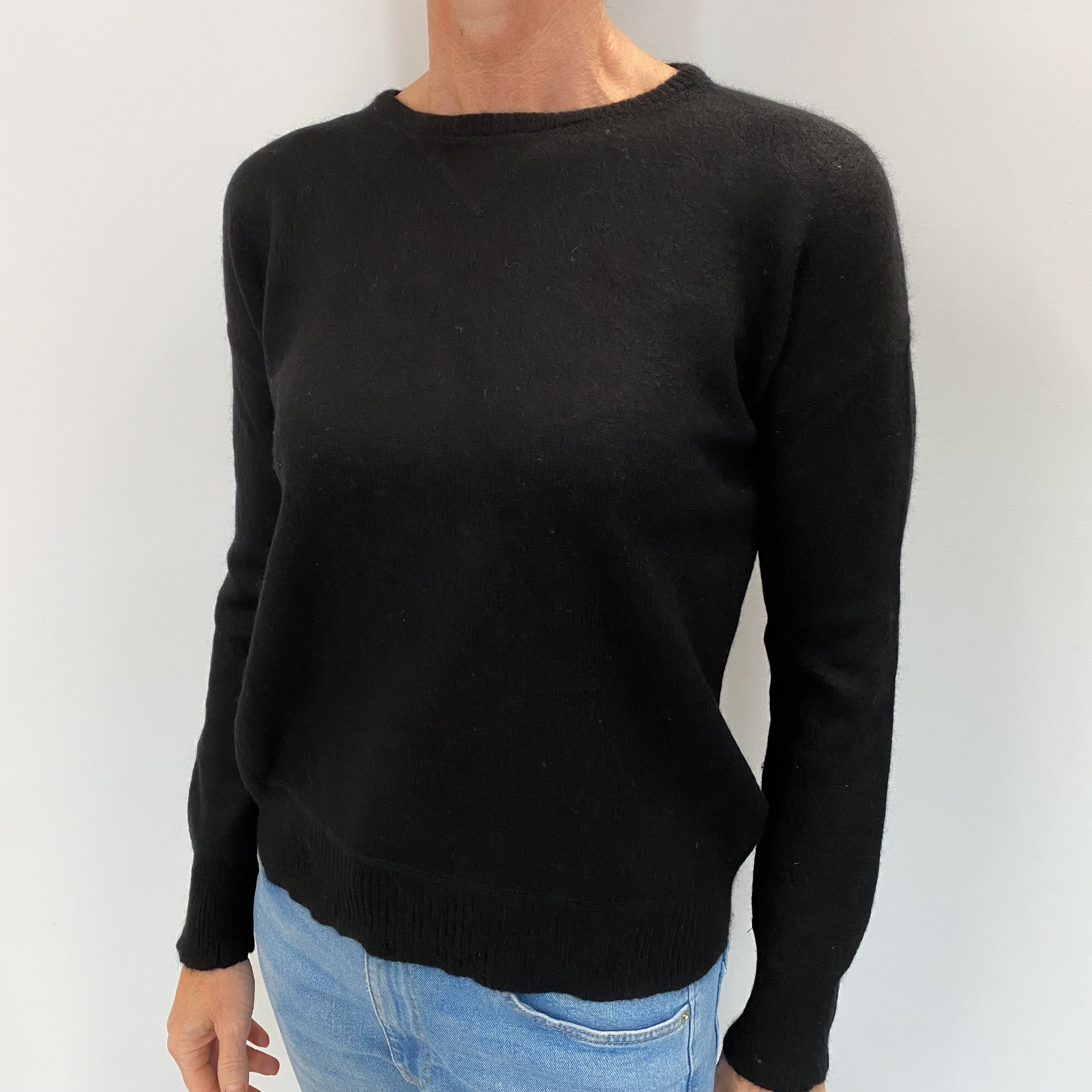 Black Cashmere Crew Neck Jumper Small