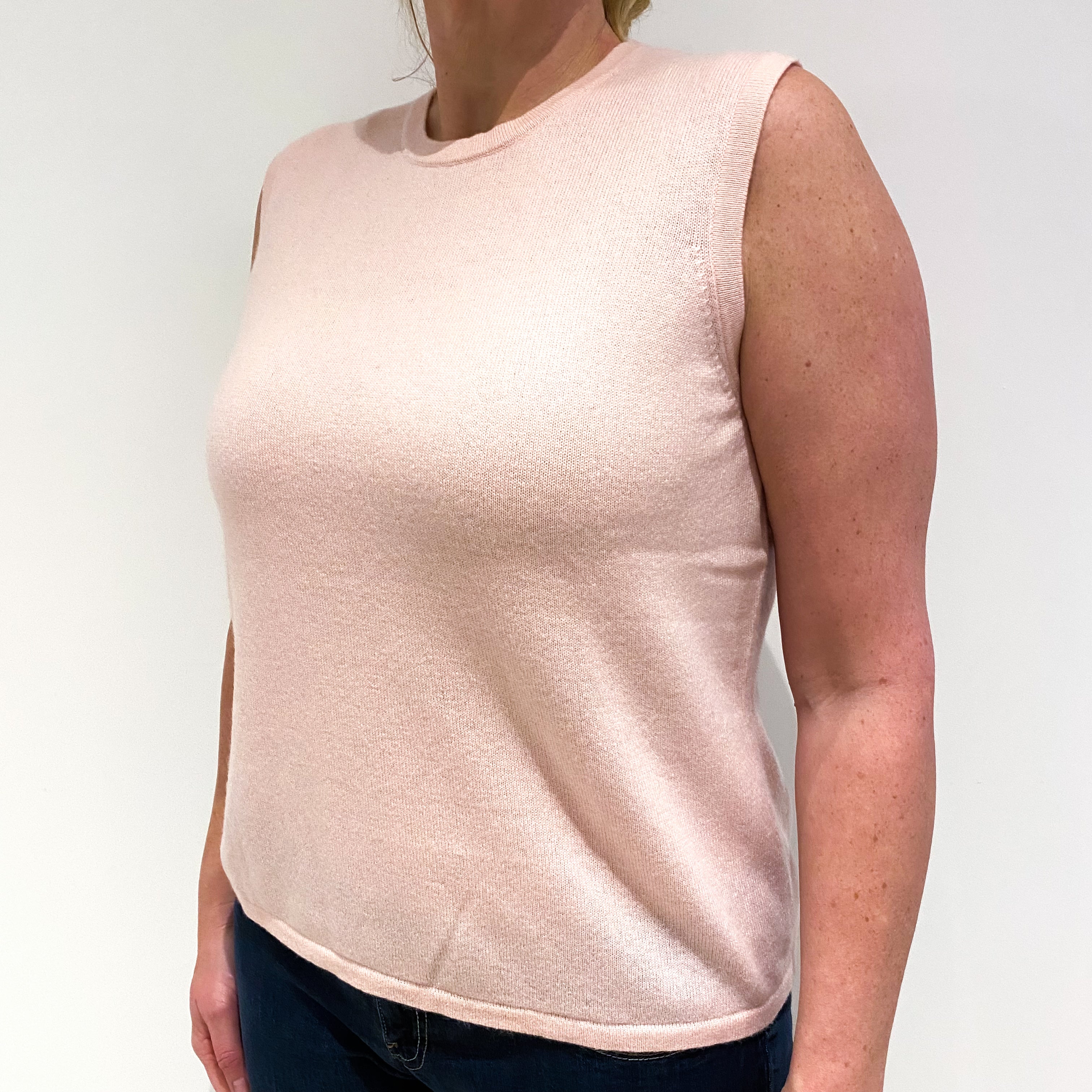 Shell Pink Cashmere Crew Neck Tank Top Large