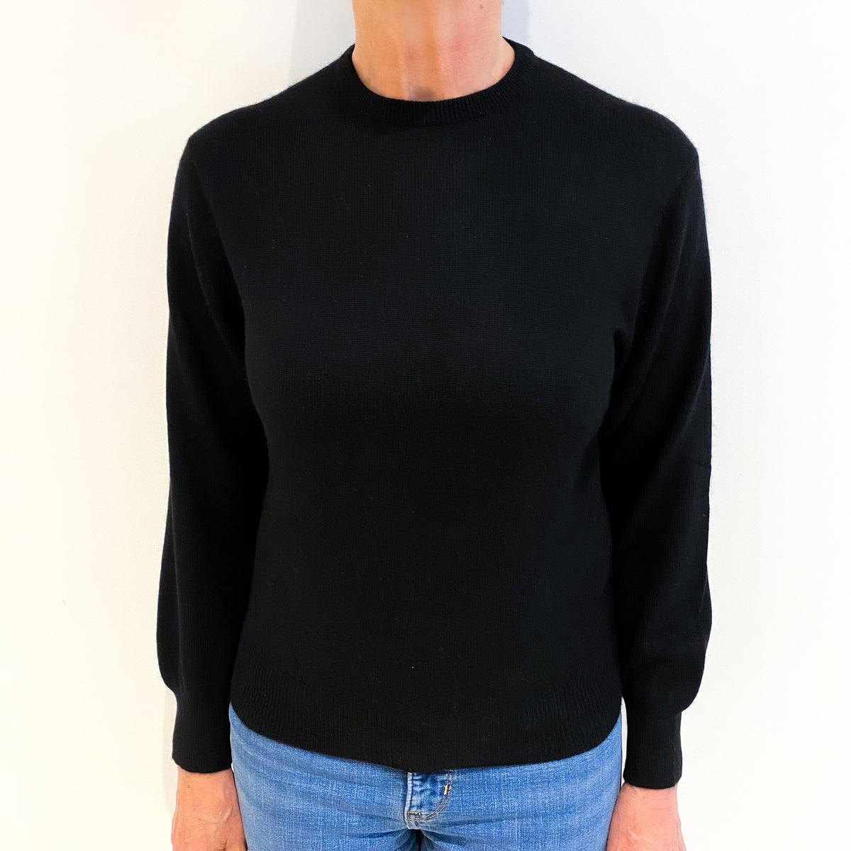 Black Cashmere Crew Neck Jumper Medium