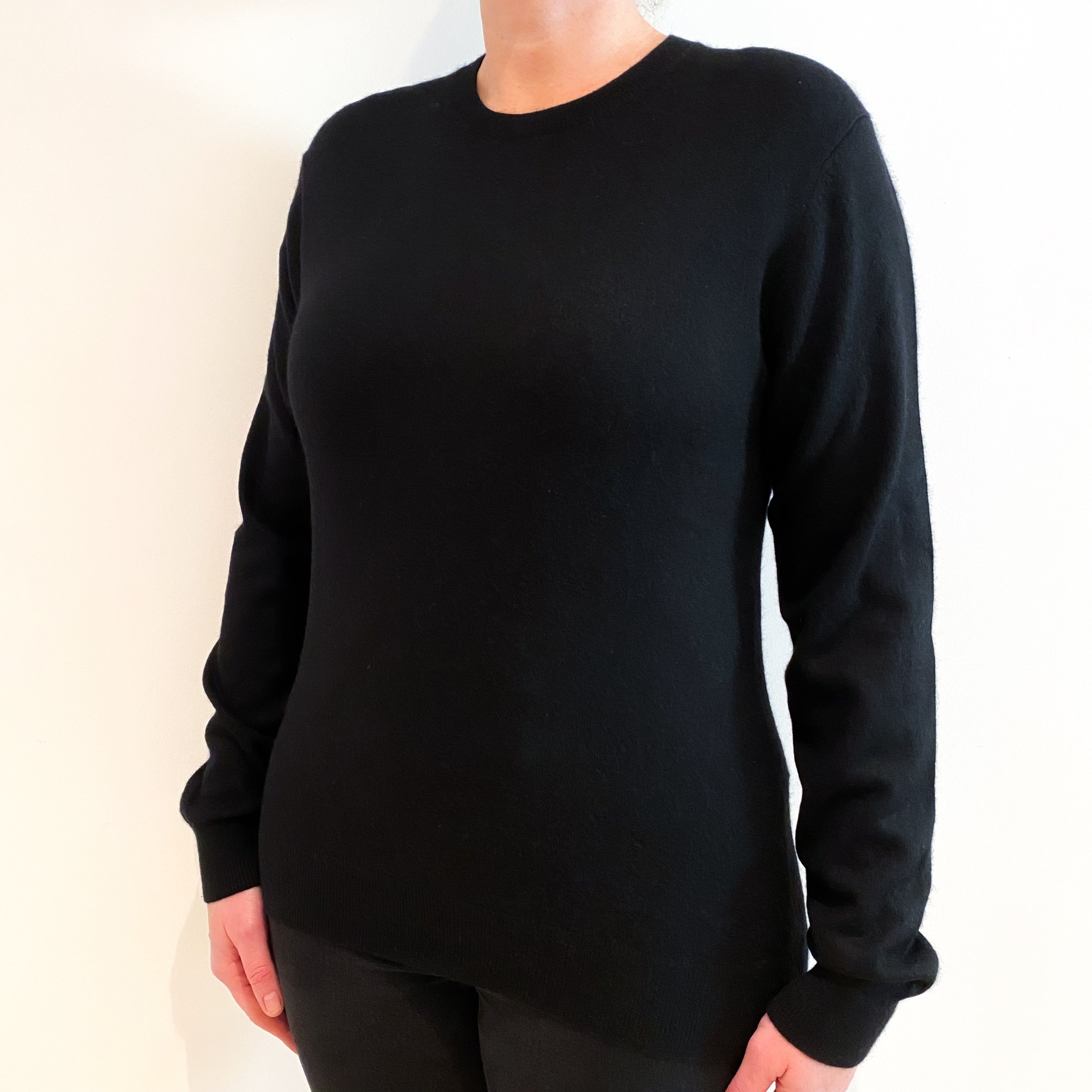 Black Cashmere Crew Neck Jumper Large