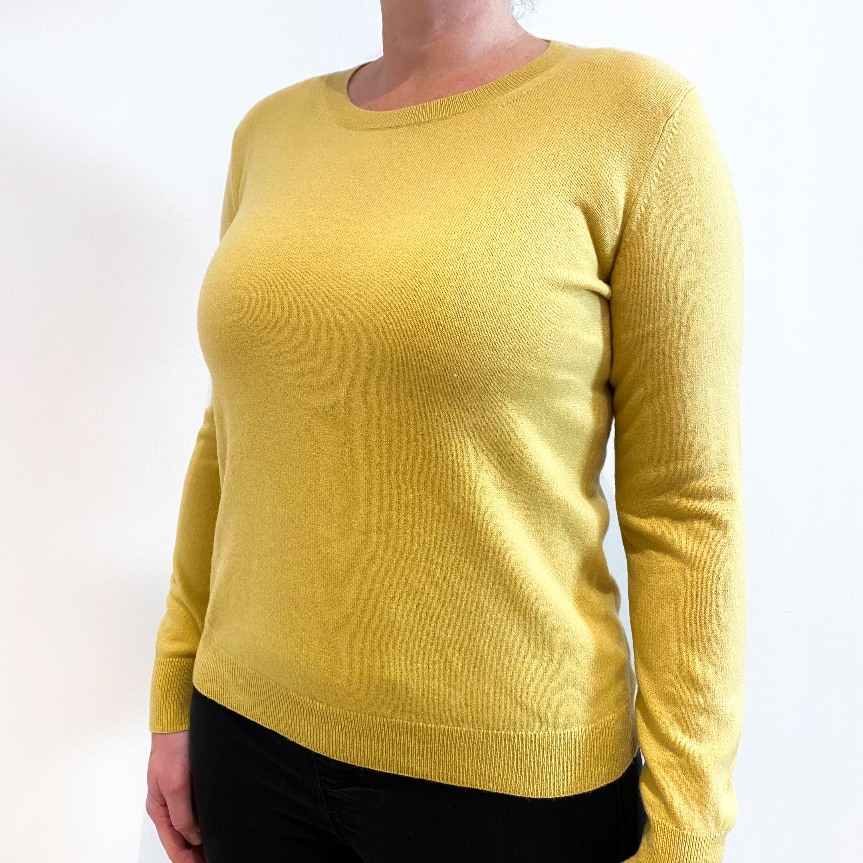 Mustard Yellow Cashmere Crew Neck Jumper Large