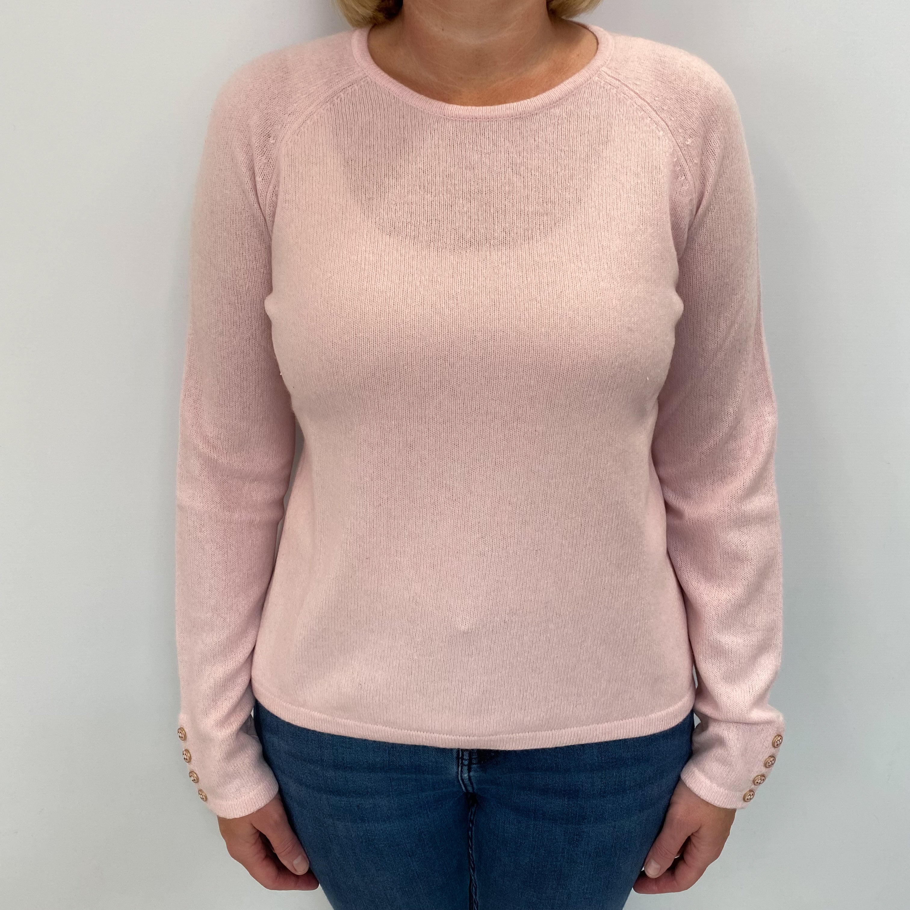 Ice Pink Cashmere Crew Neck Jumper Large