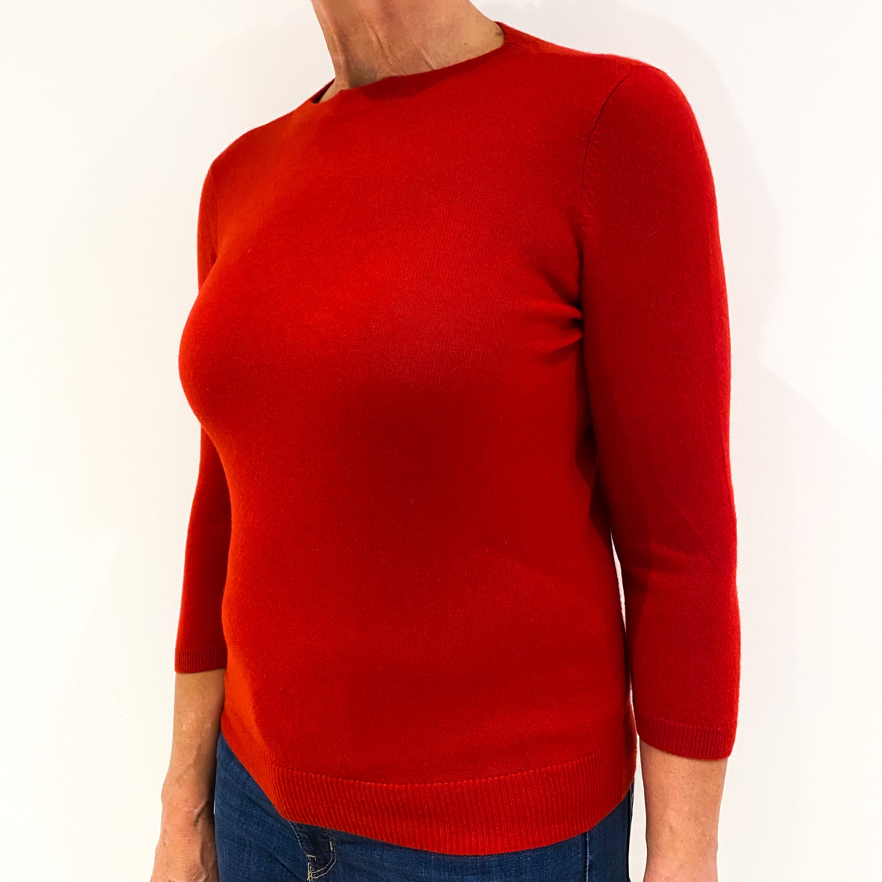 Scarlet Red Cashmere Crew Neck Jumper Medium