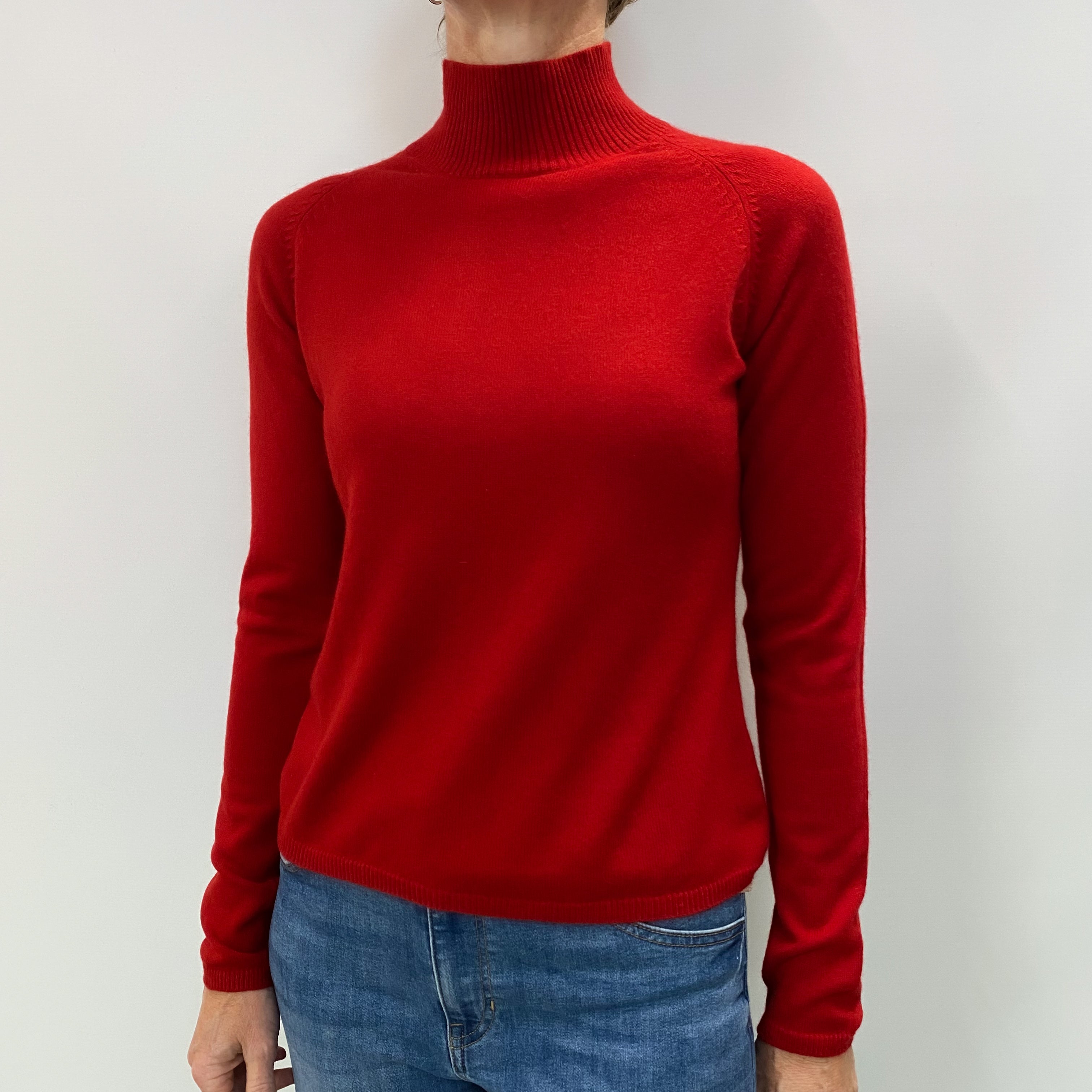 Scarlet Red Cashmere Turtle Neck Jumper Small