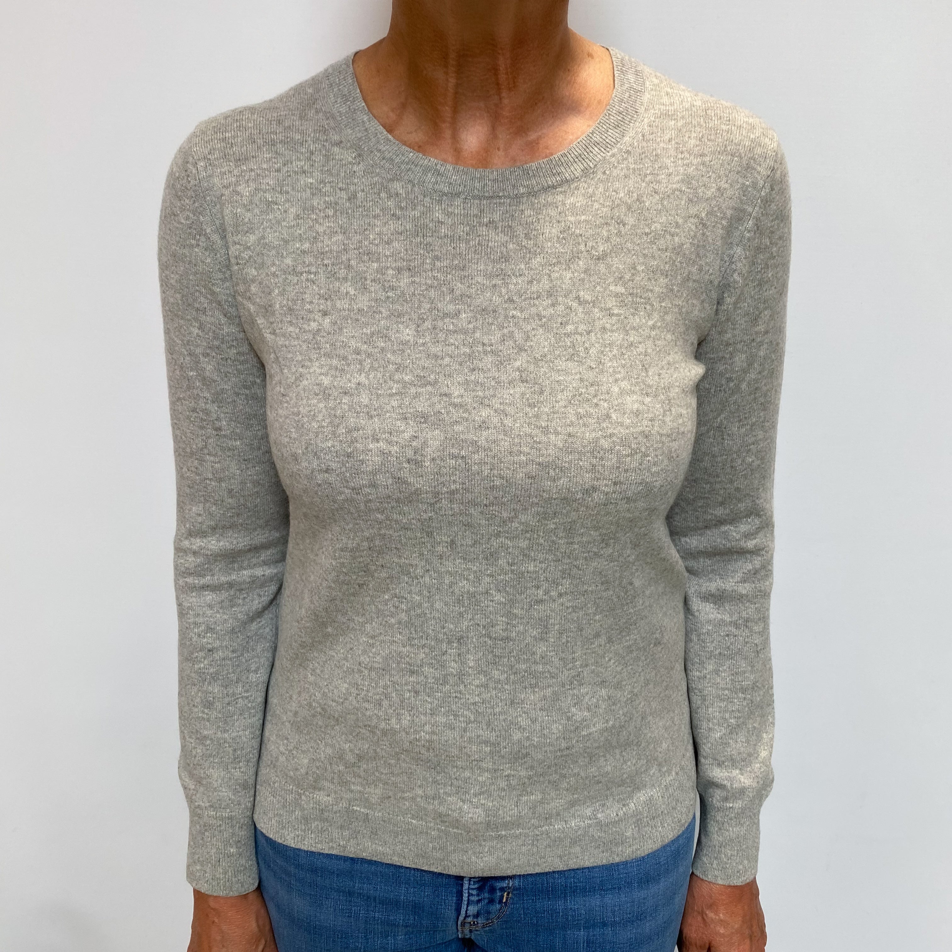Smoke Grey Cashmere Wide Crew Neck Jumper Medium