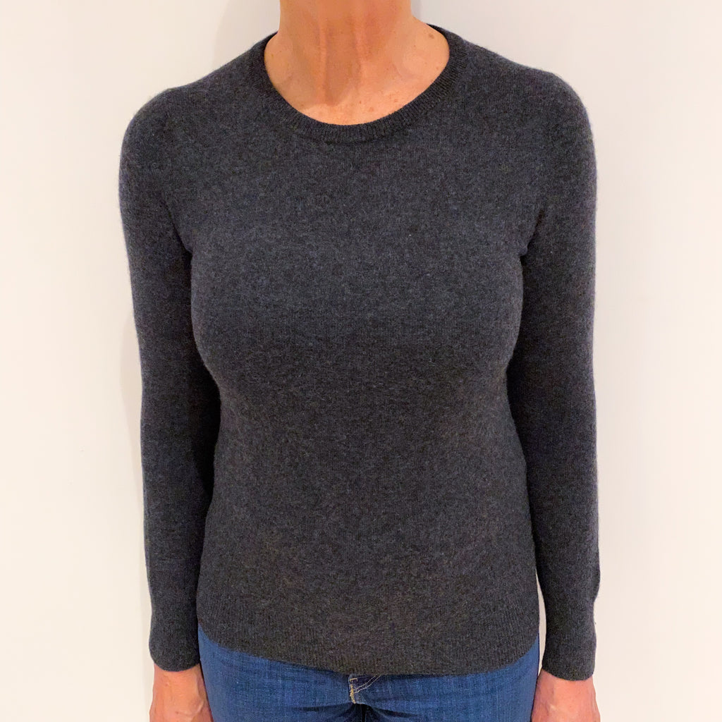 Slate Grey Cashmere Crew Neck Jumper Medium