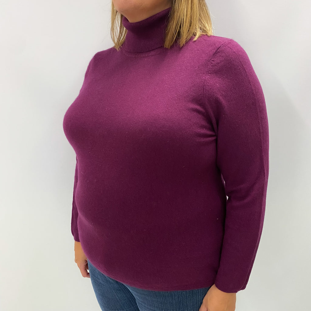 Mulberry Purple Cashmere Polo Neck Jumper Extra Large