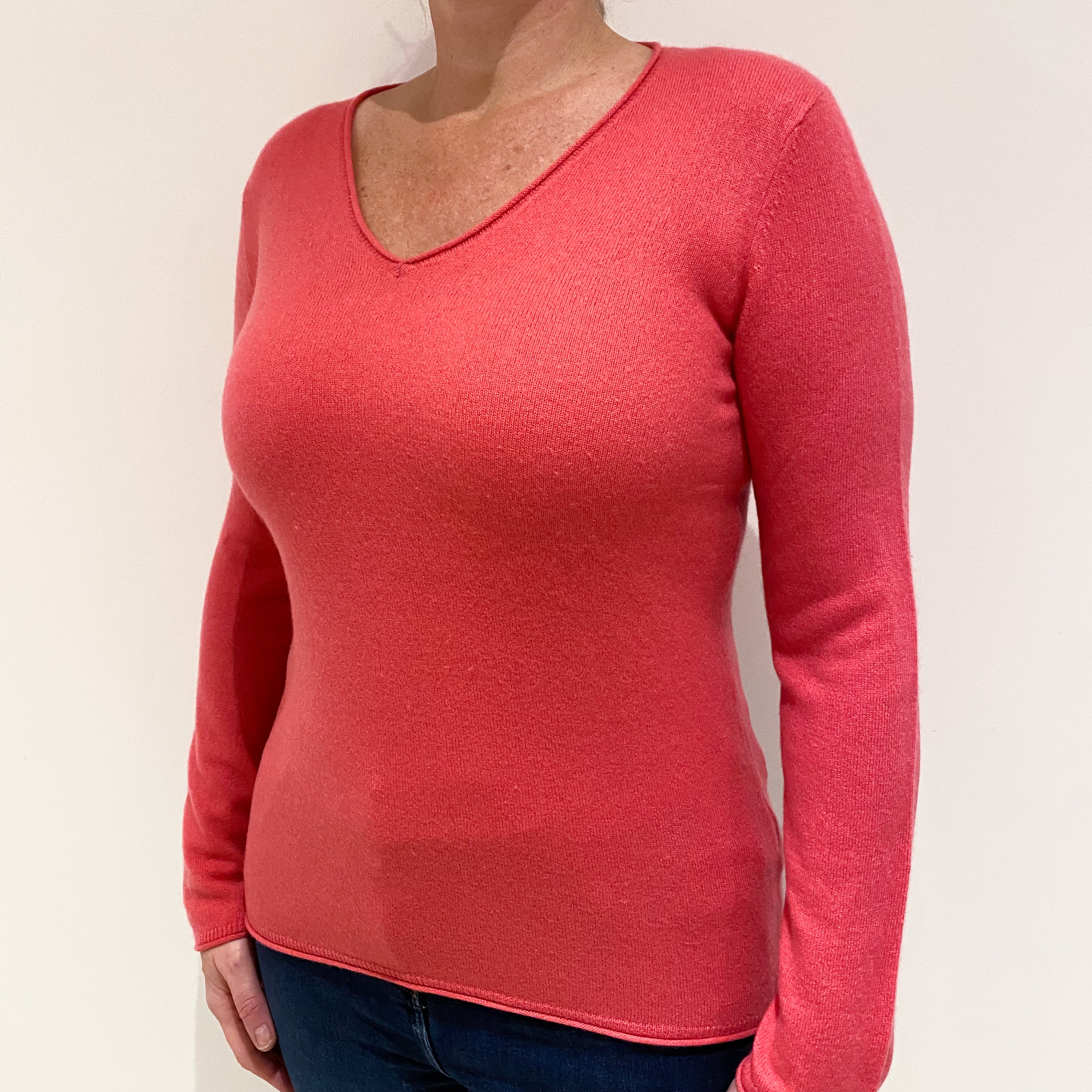 Rose Cashmere V-Neck Jumper Large