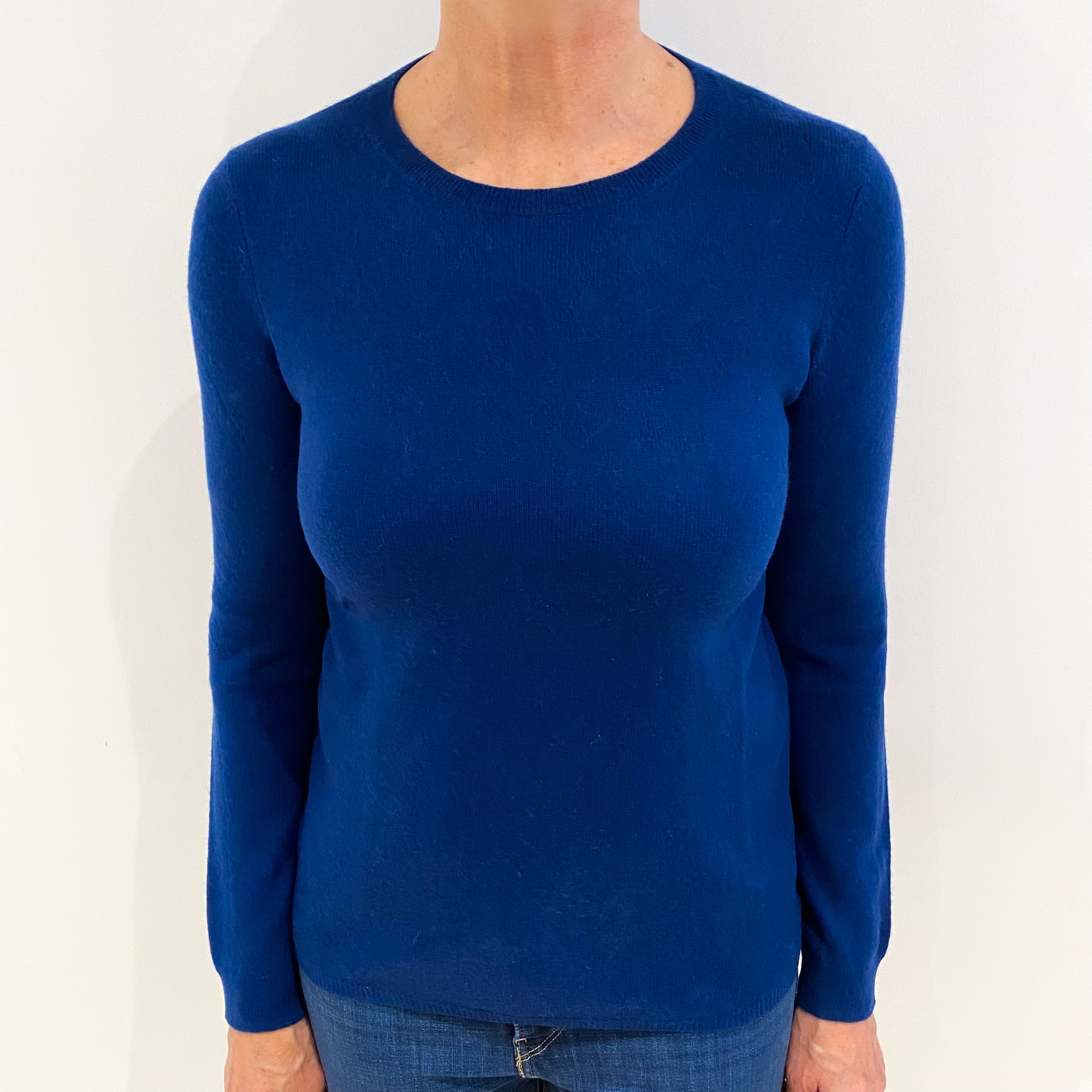 Petrol Blue Cashmere Crew Neck Jumper Medium