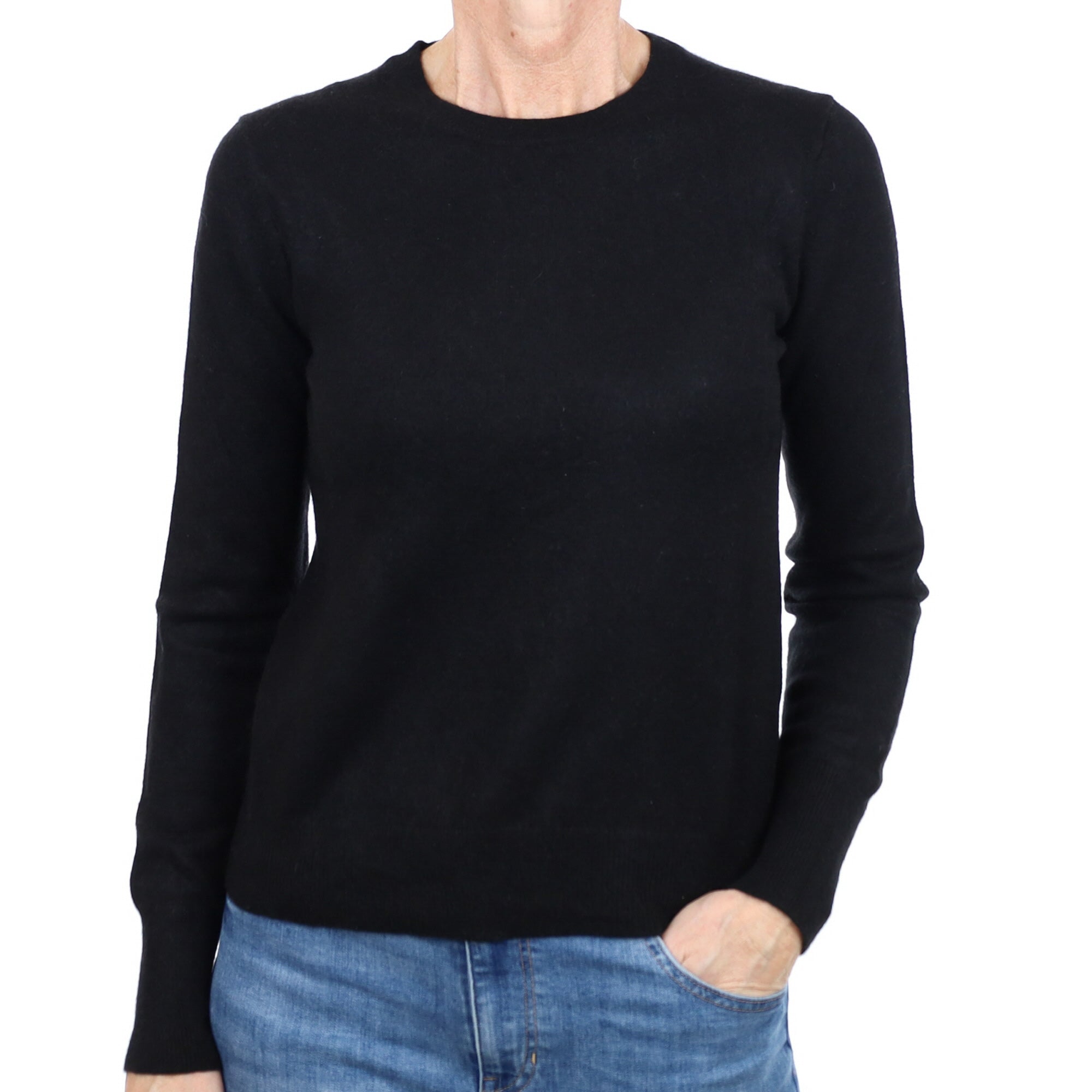 Black Cashmere Crew Neck Jumper Small
