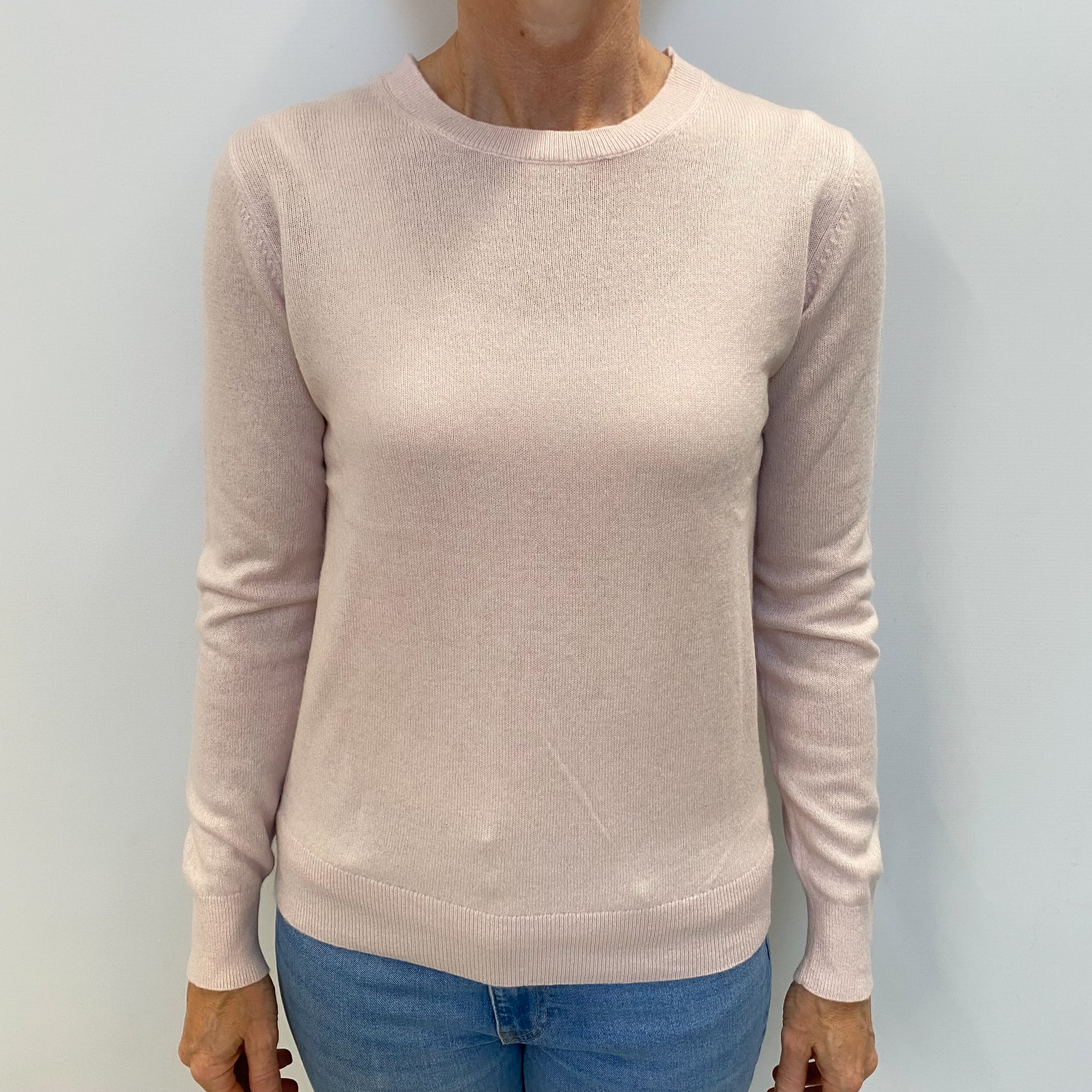 Ice Pink Cashmere Crew Neck Jumper Small