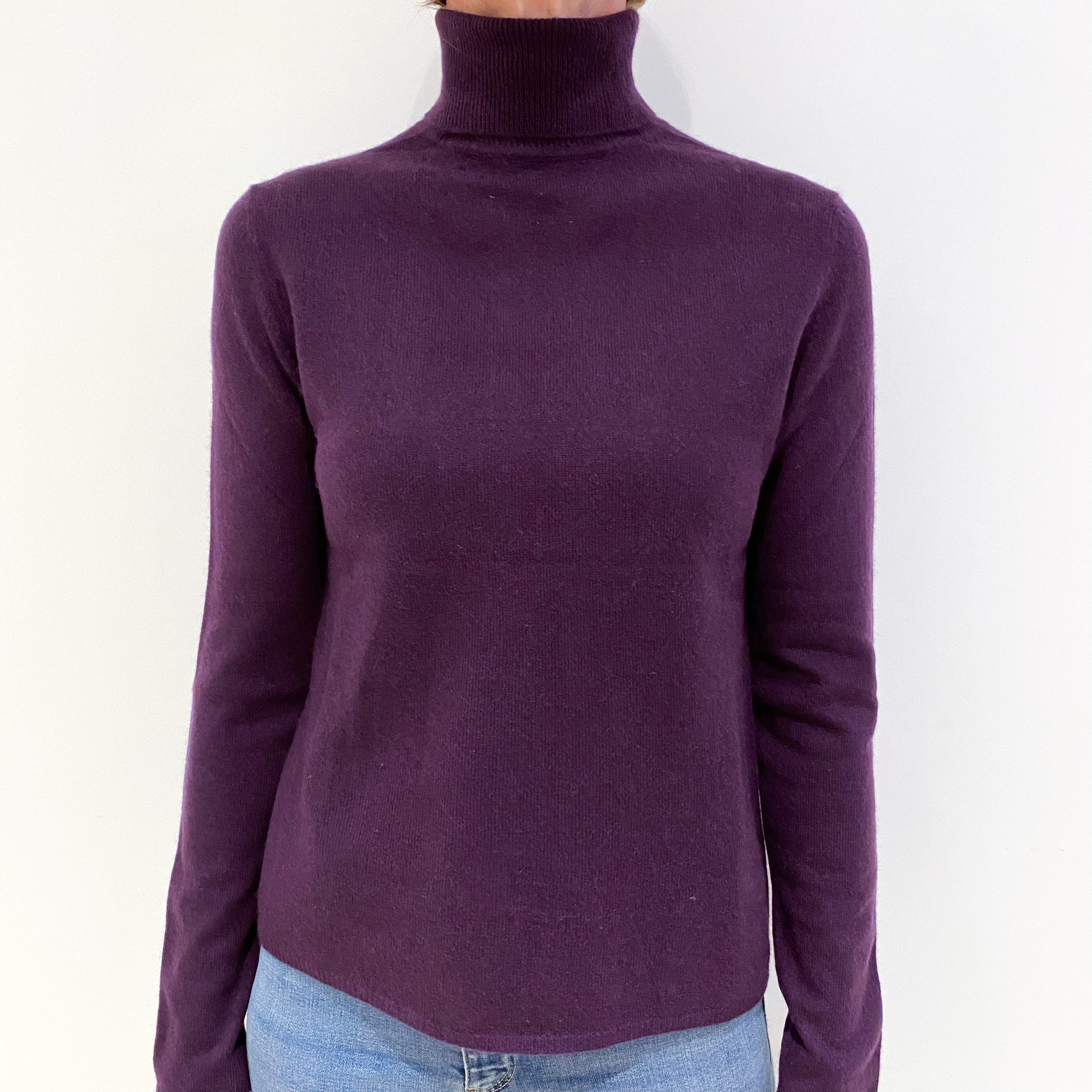 Iris Purple Cashmere Polo Neck Jumper Small