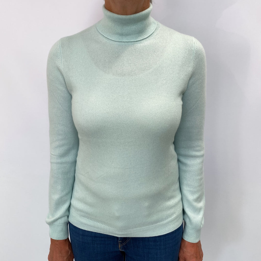 Mint Green Cashmere Polo Neck Jumper Medium