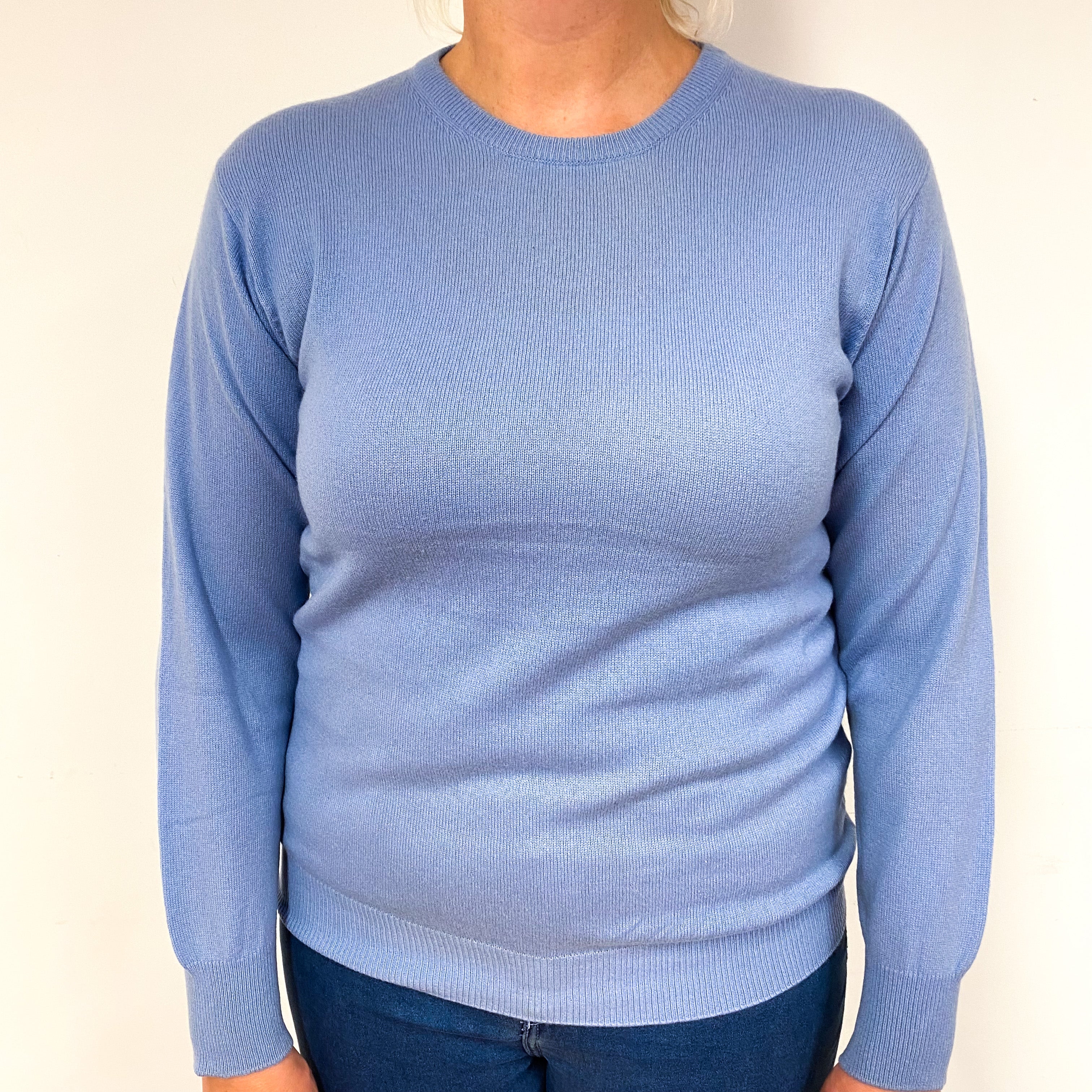 Pale Blue Cashmere Crew Neck Jumper Large