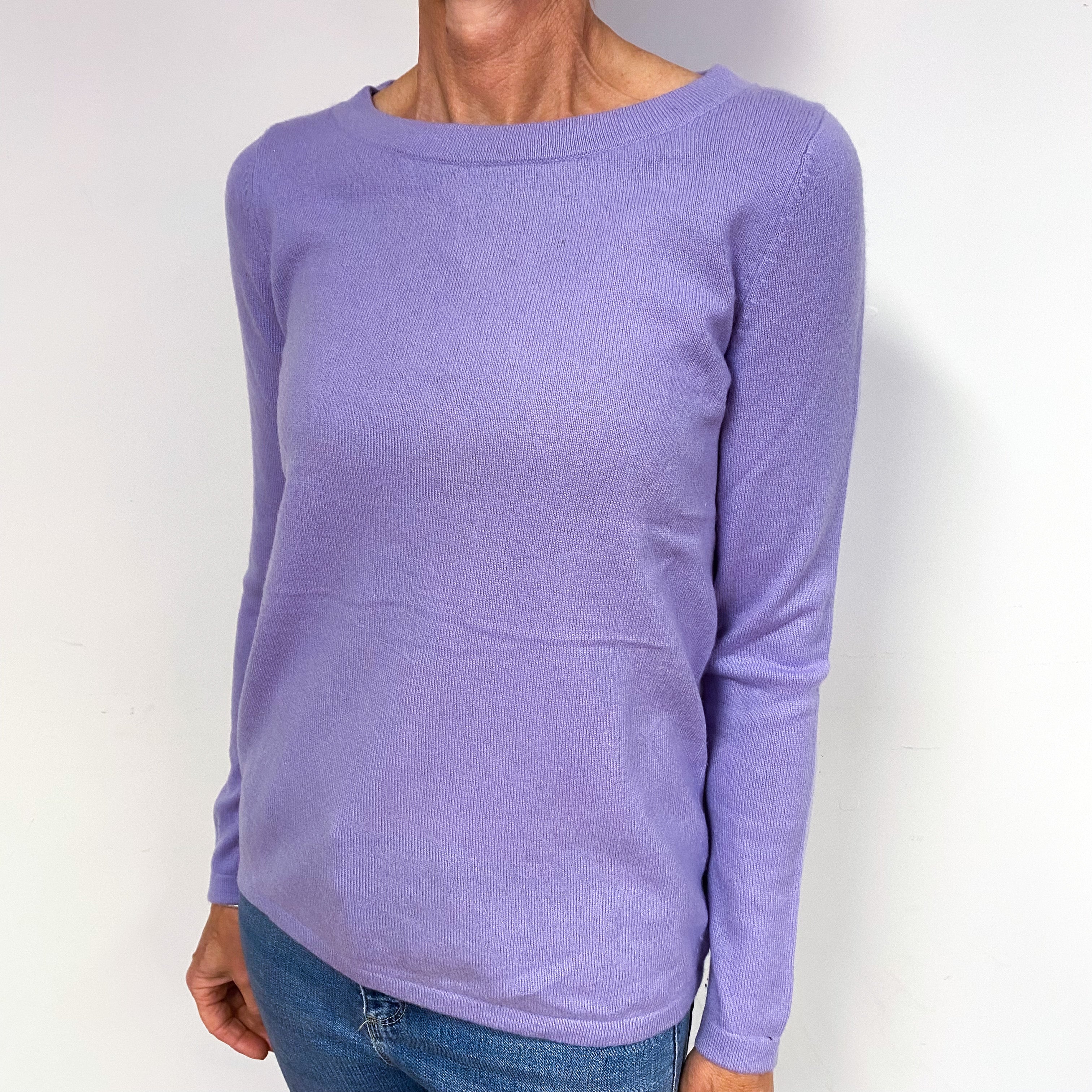 Lavender Purple Cashmere Crew Neck Jumper Medium