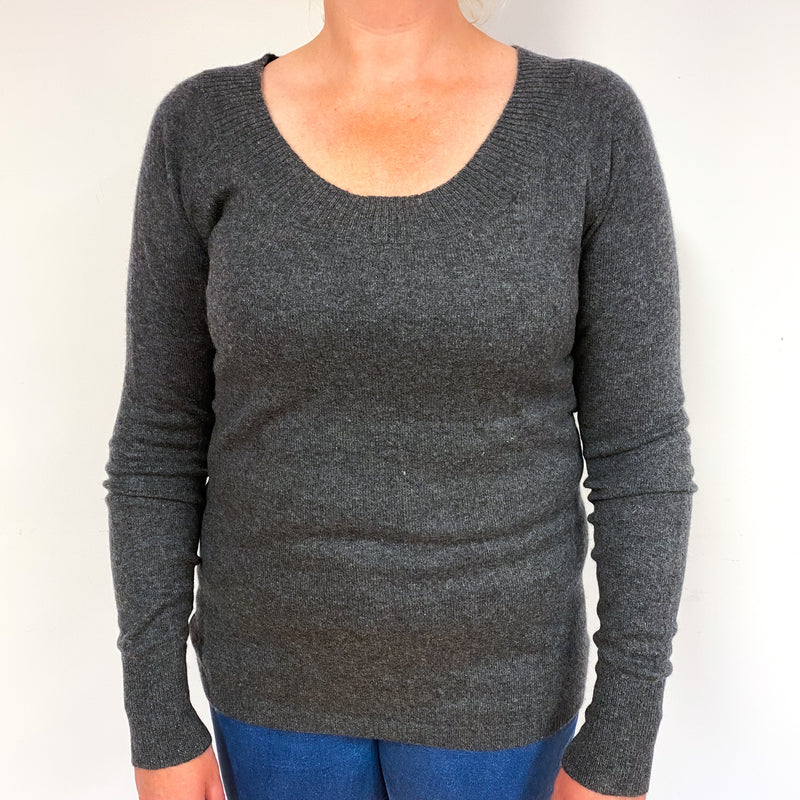 Slate Grey Cashmere Scoop Neck Jumper Large