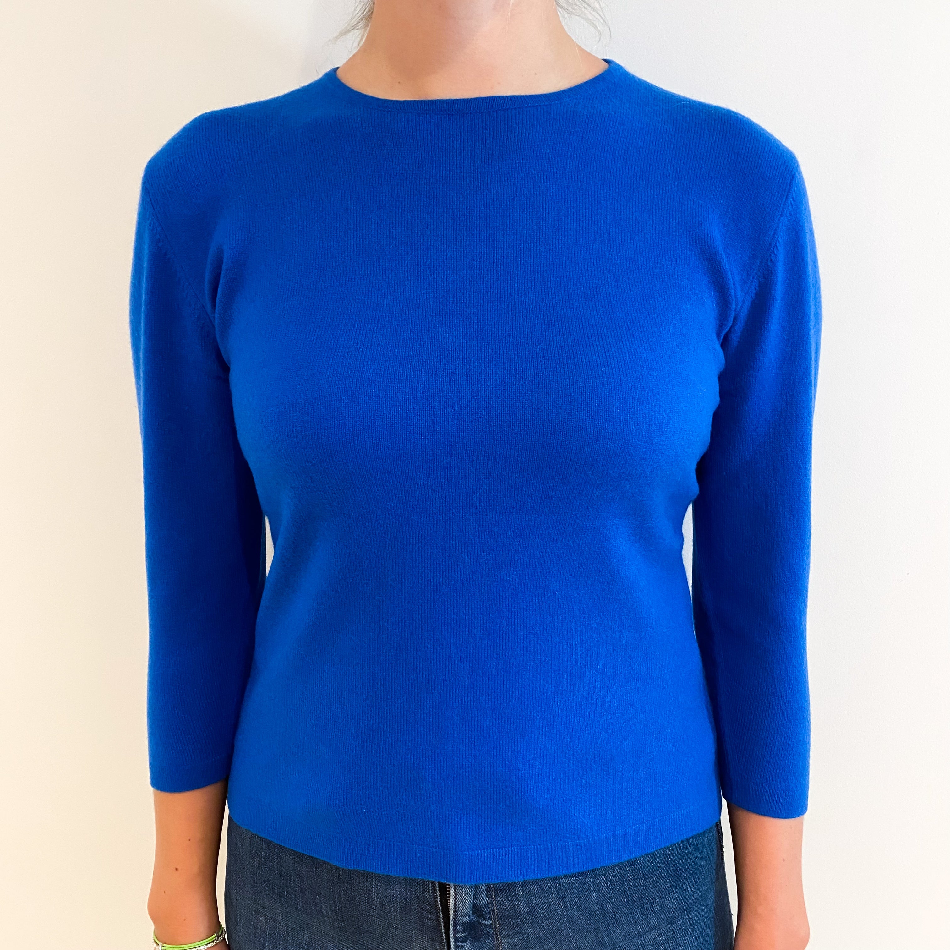 Azure Blue Cashmere Crew Neck Jumper Small