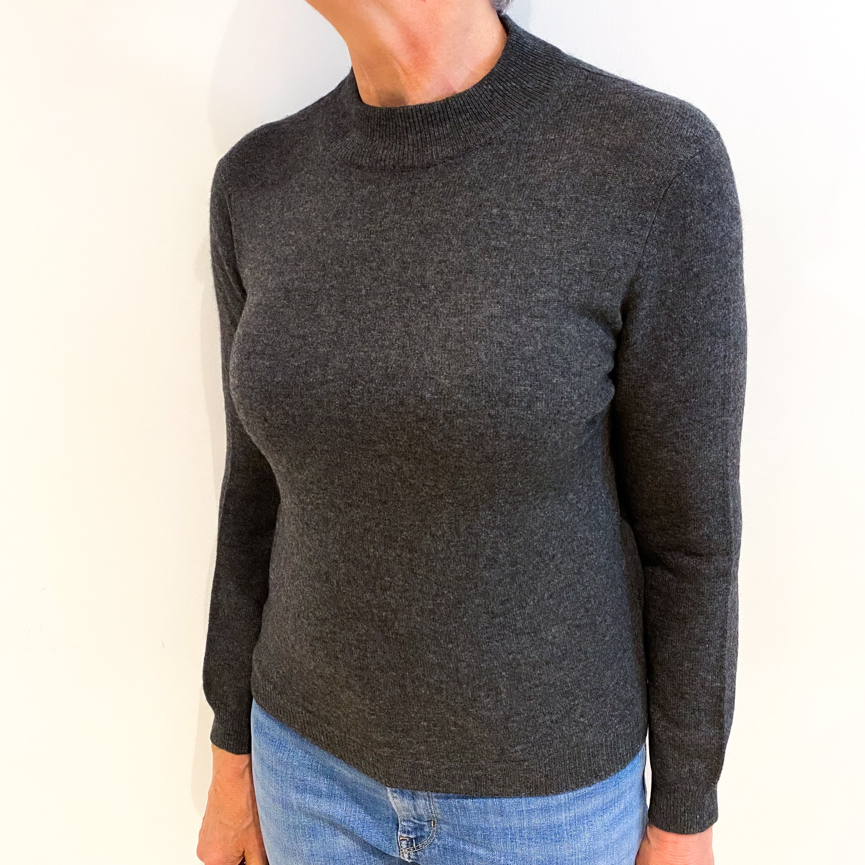Slate Grey Cashmere Turtle Neck Jumper Medium