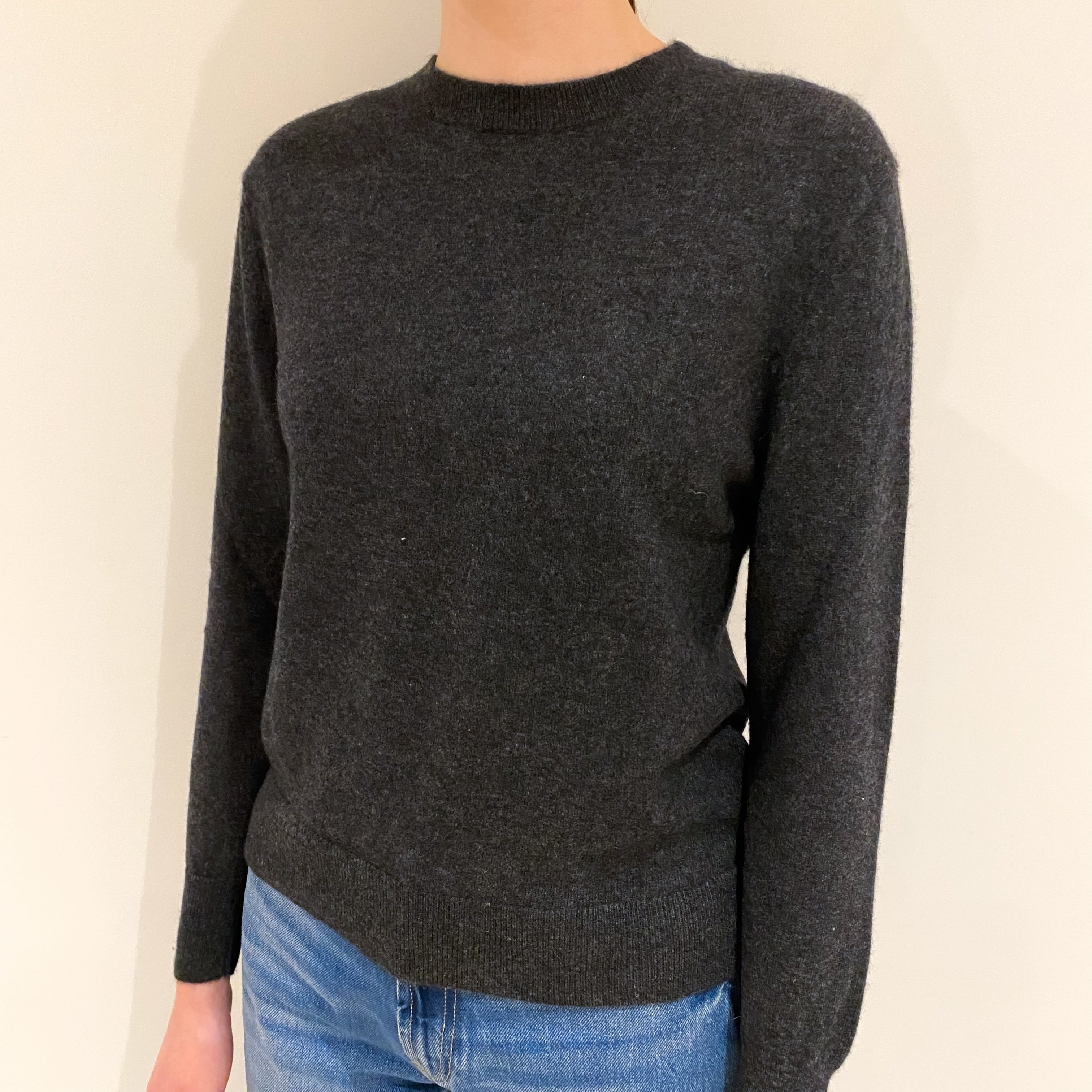 Charcoal Grey Cashmere Crew Neck Jumper Extra Small