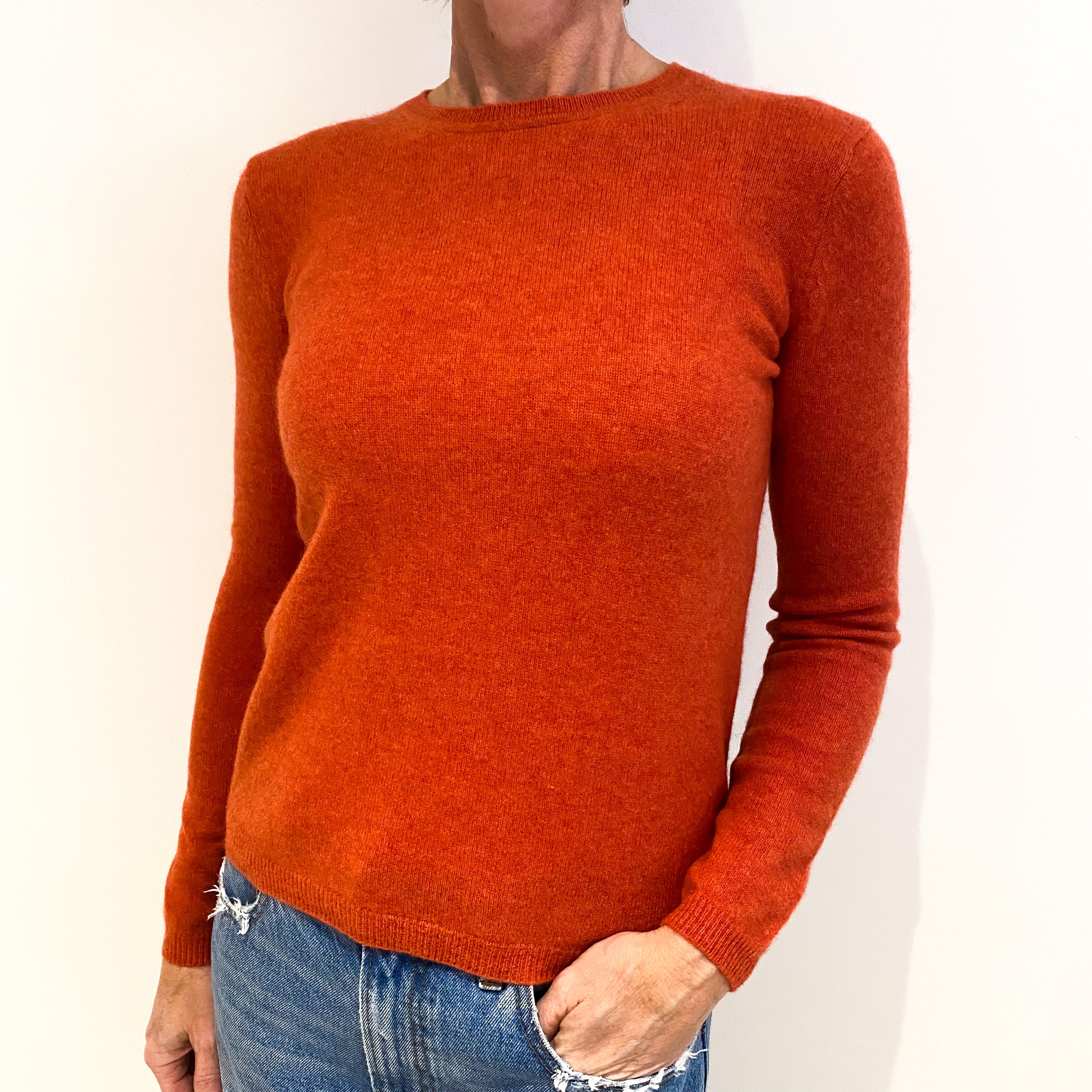 Paprika Orange Cashmere Crew Neck Jumper Small