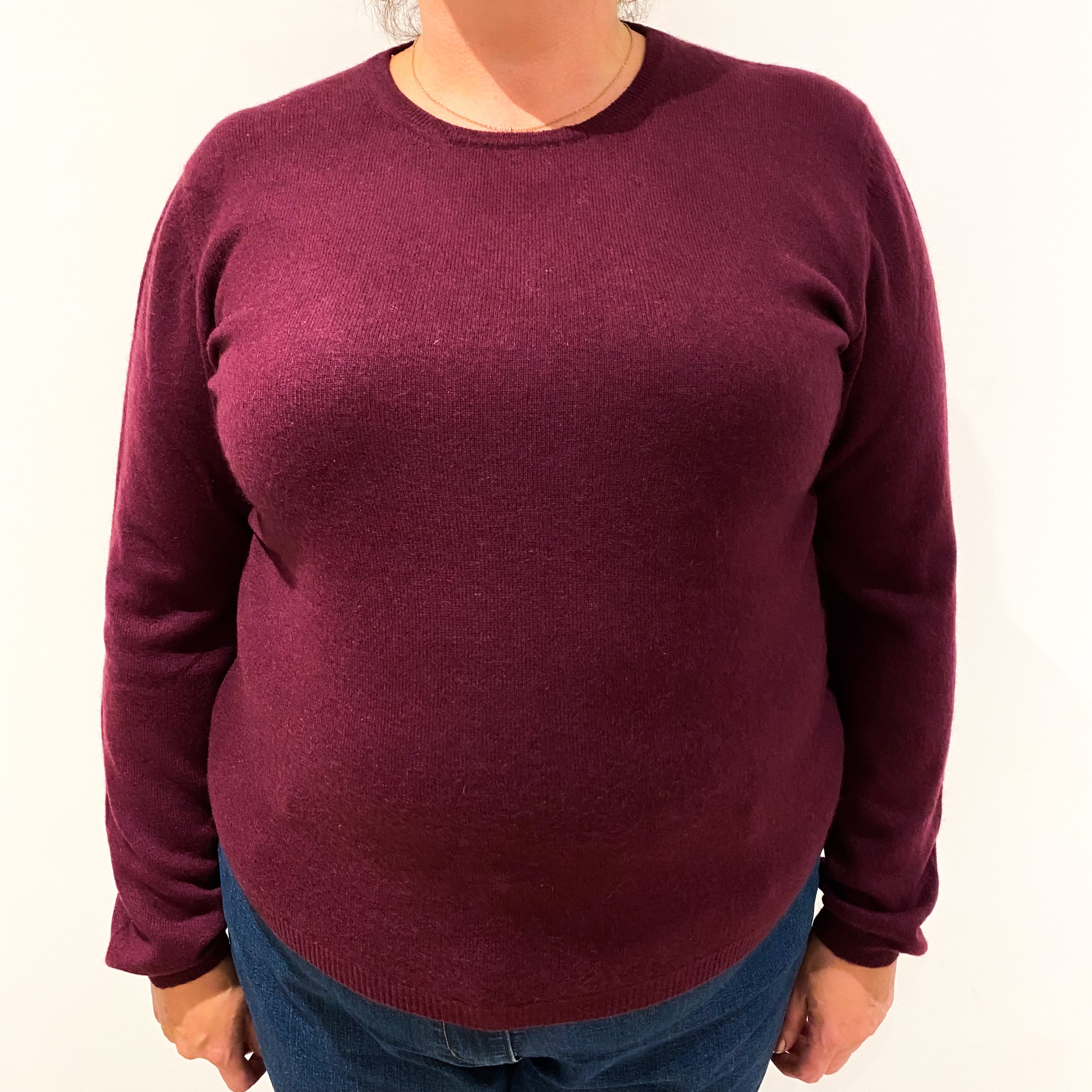 Mulberry Purple Cashmere Crew Neck Jumper Extra Large