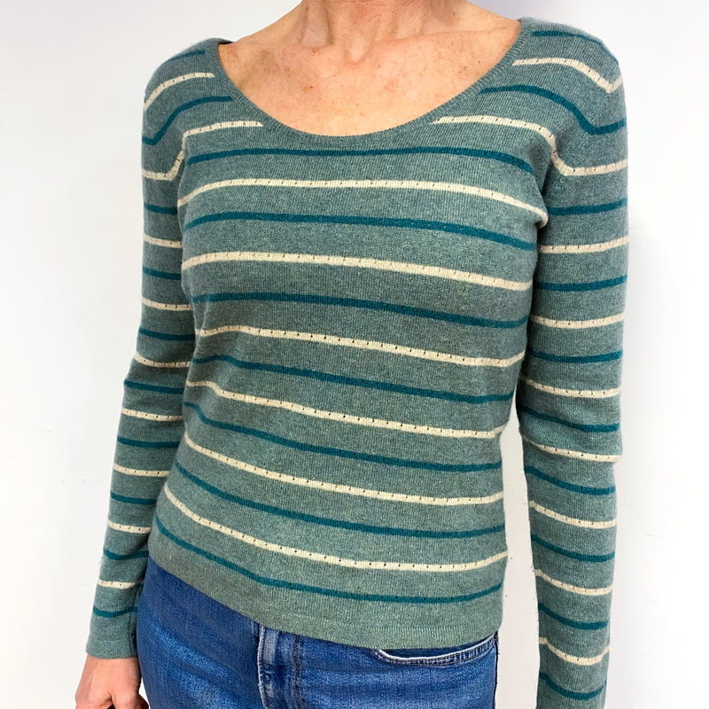 Muted Khaki Green Cashmere Crew Neck Jumper Medium