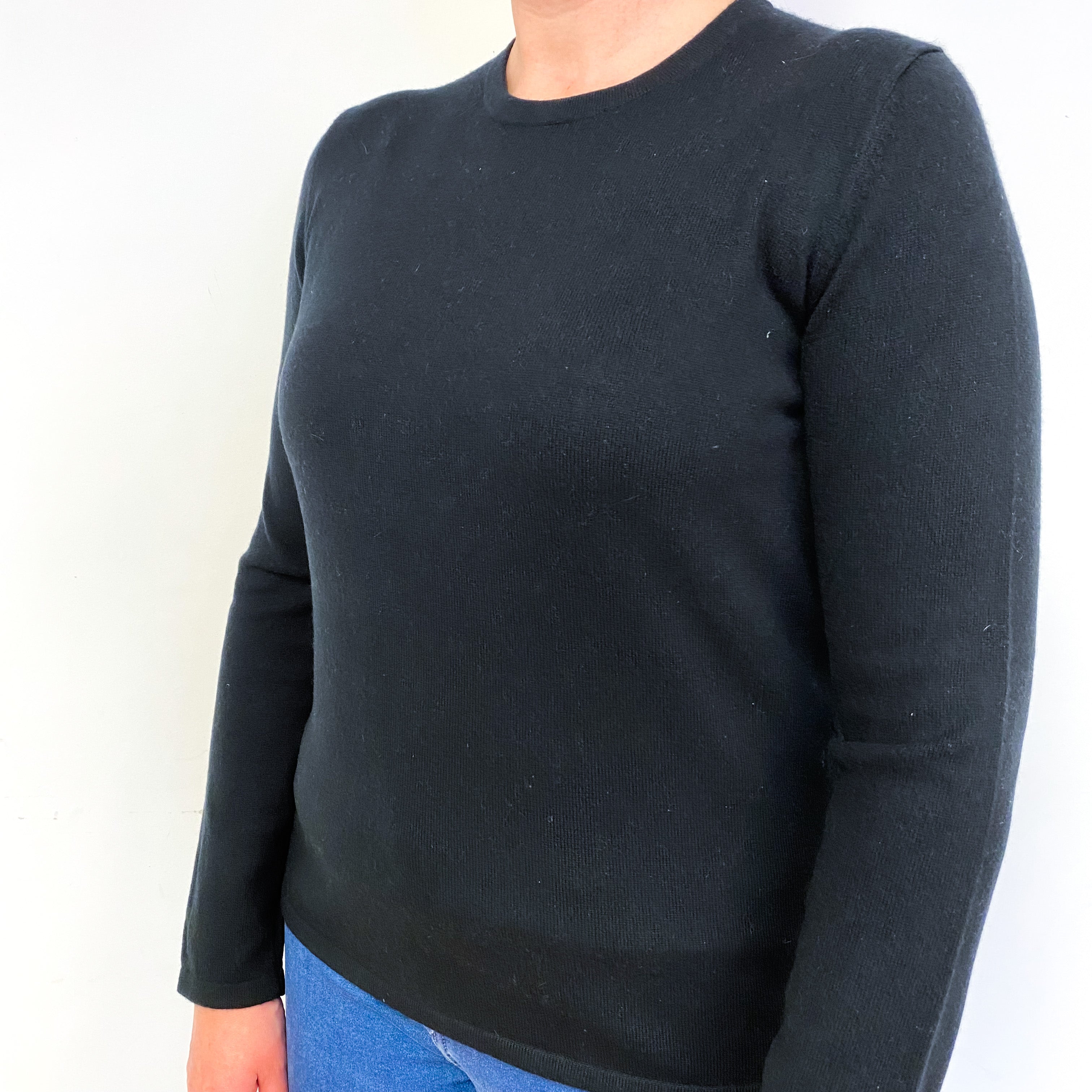 Black Cashmere Crew Neck Jumper Large