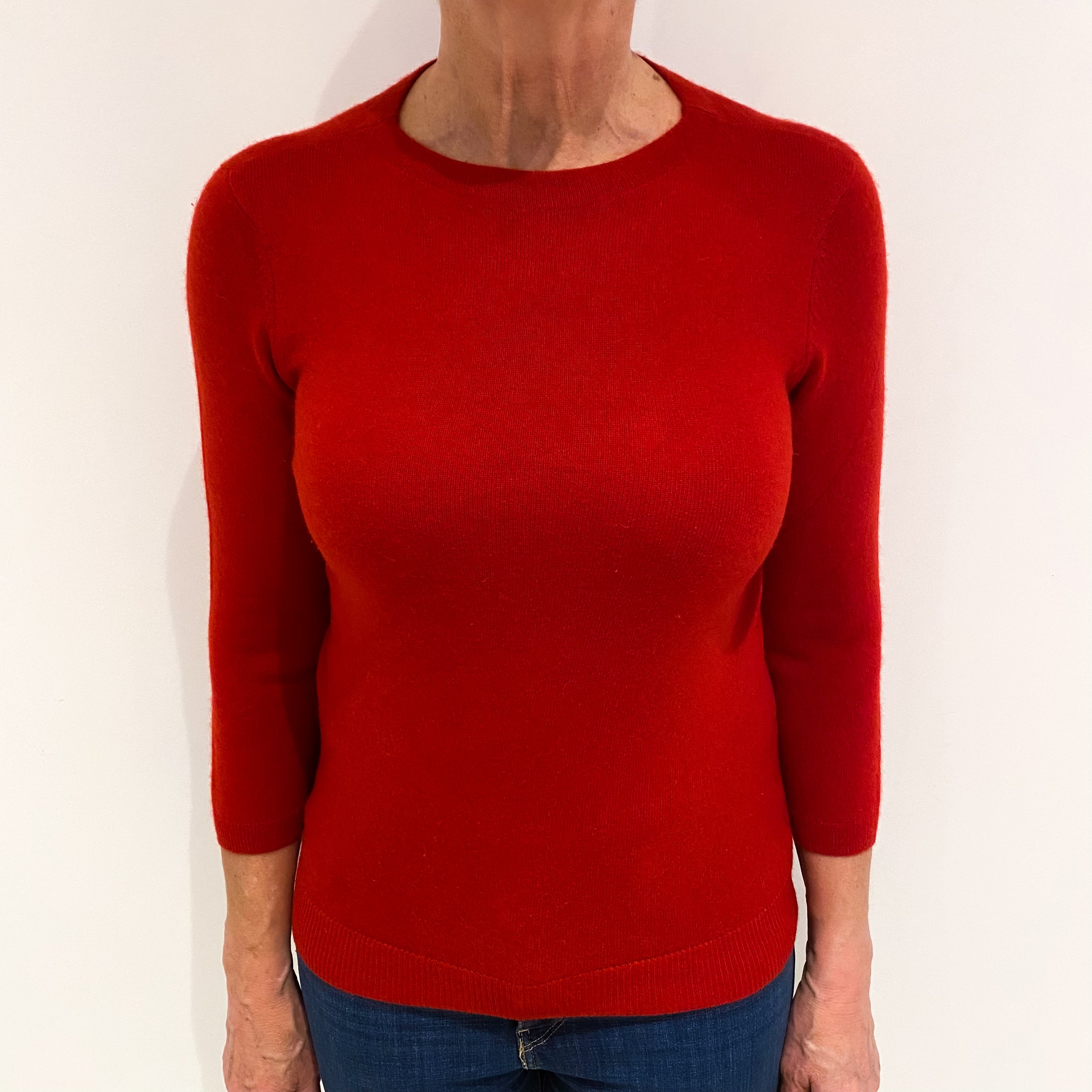 Scarlet Red Cashmere Crew Neck Jumper Medium