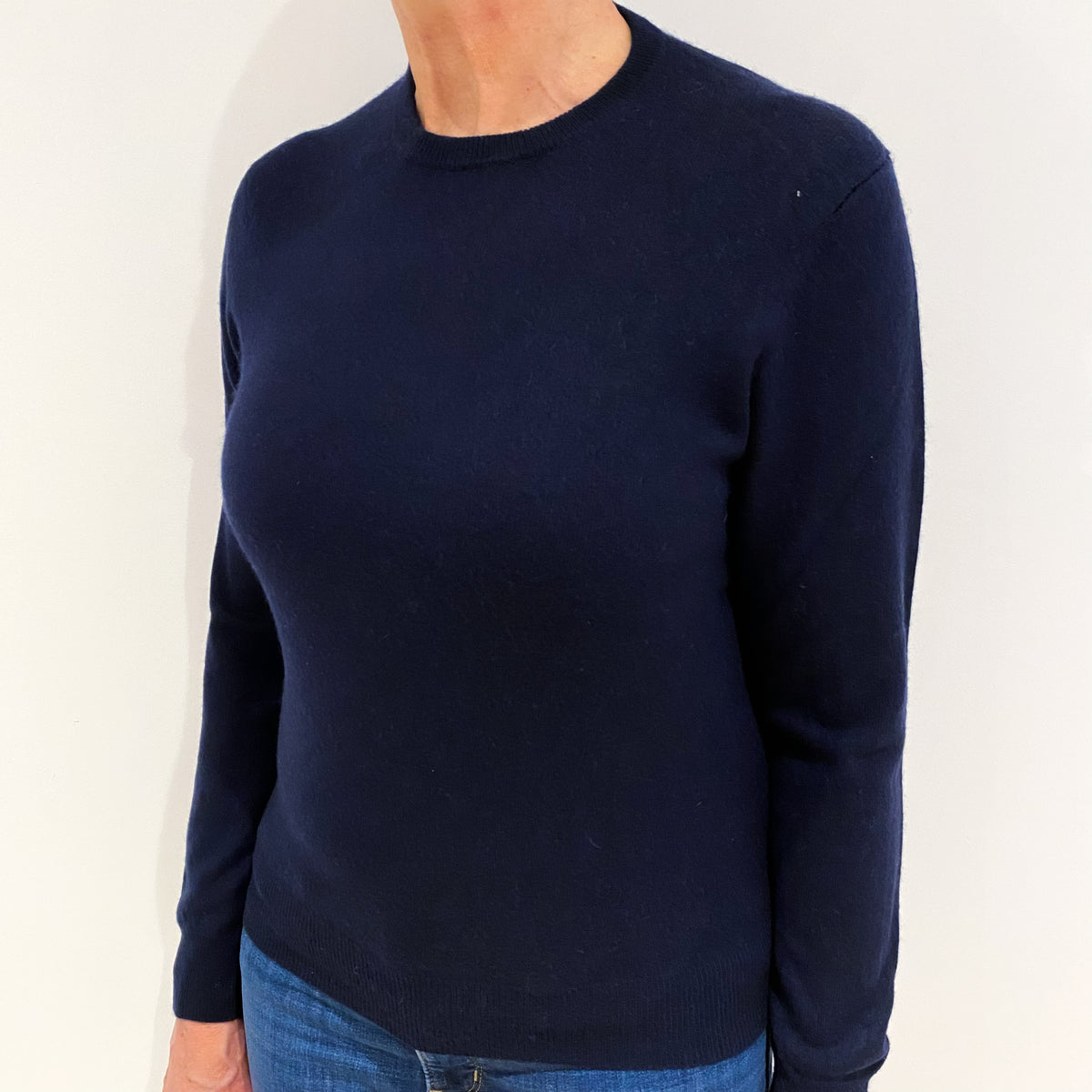 Navy Blue Cashmere Crew Neck Jumper Medium