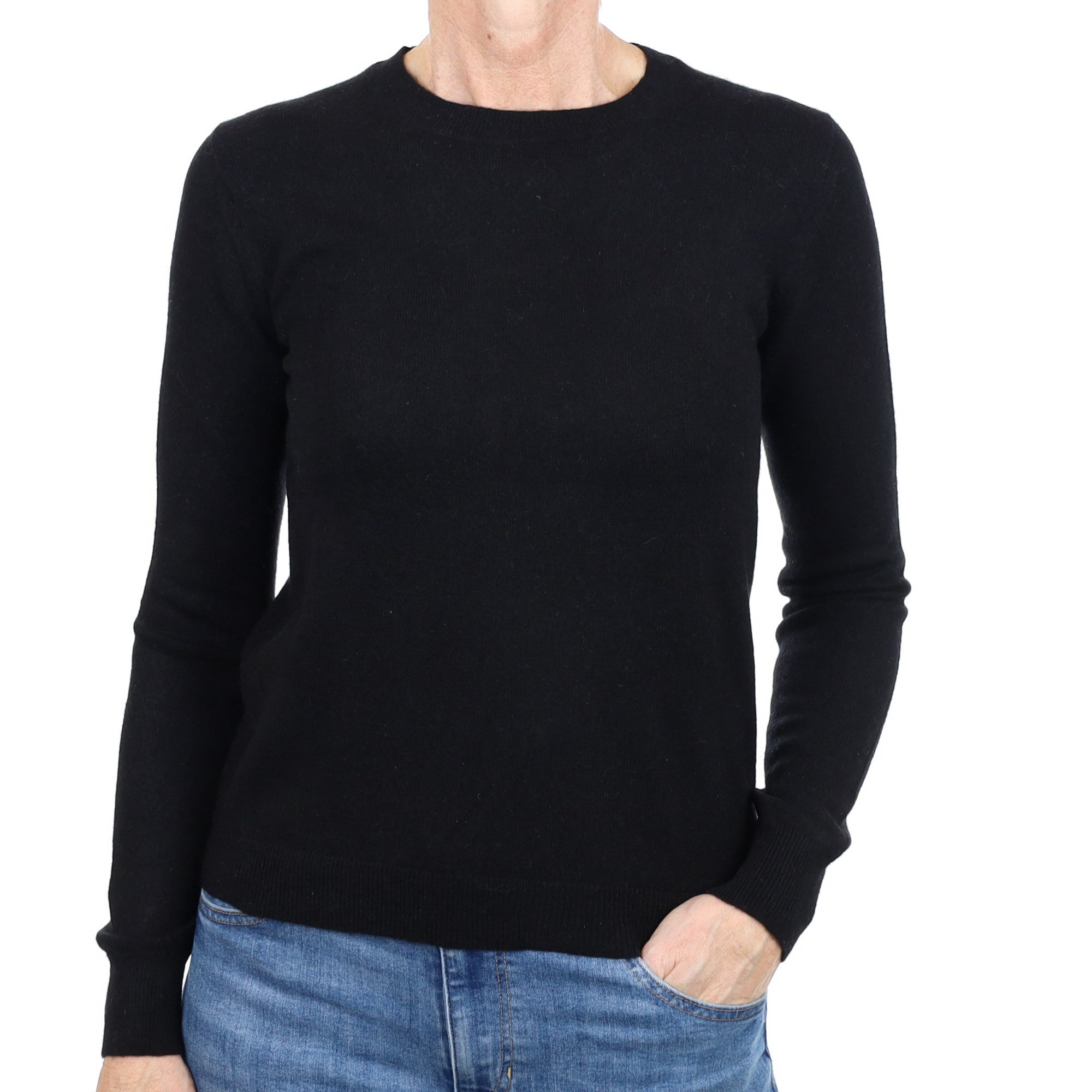 Black Cashmere Crew Neck Jumper Small