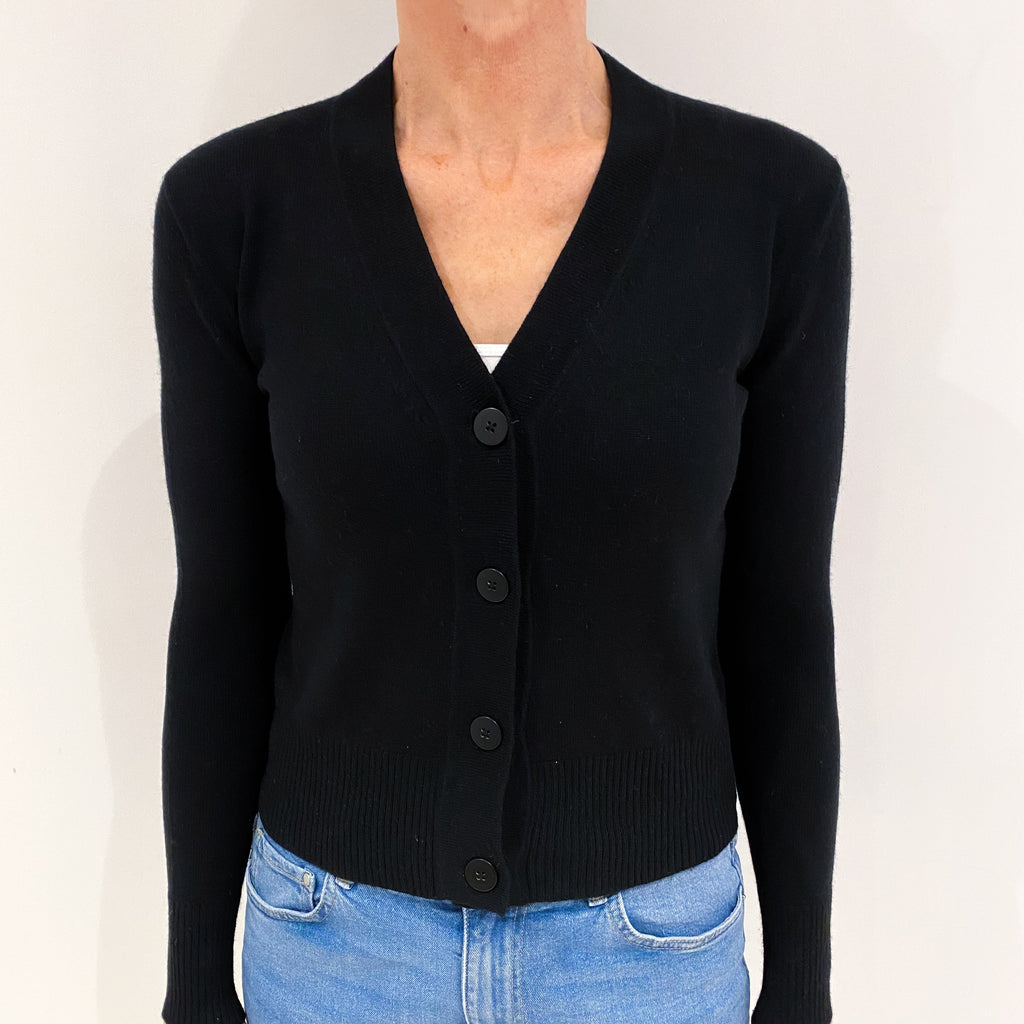 Black Cashmere V Neck Cardigan Small