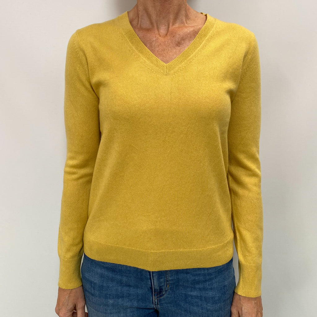 Sunflower Yellow Cashmere V Neck Jumper Small