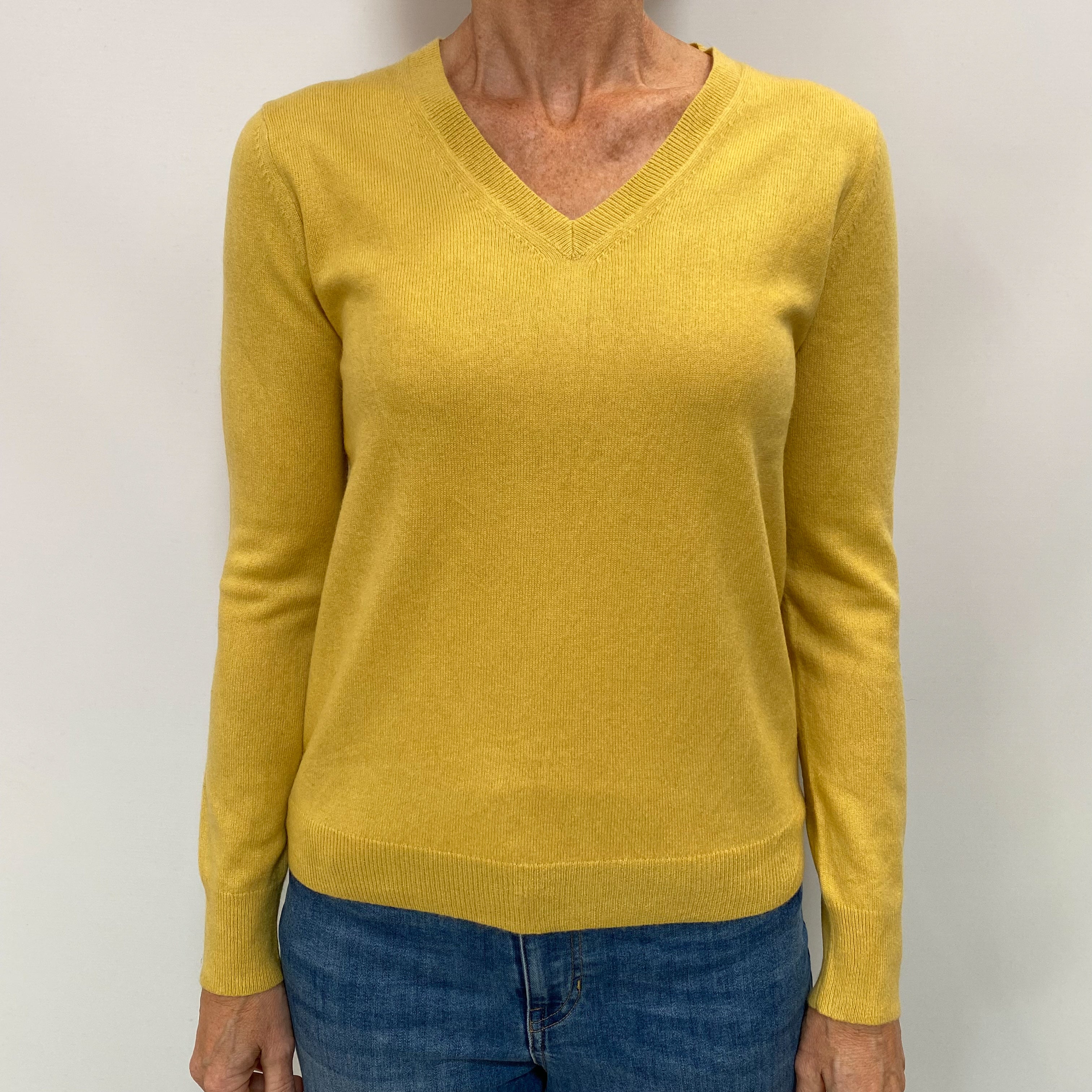 Sunflower Yellow Cashmere V Neck Jumper Small