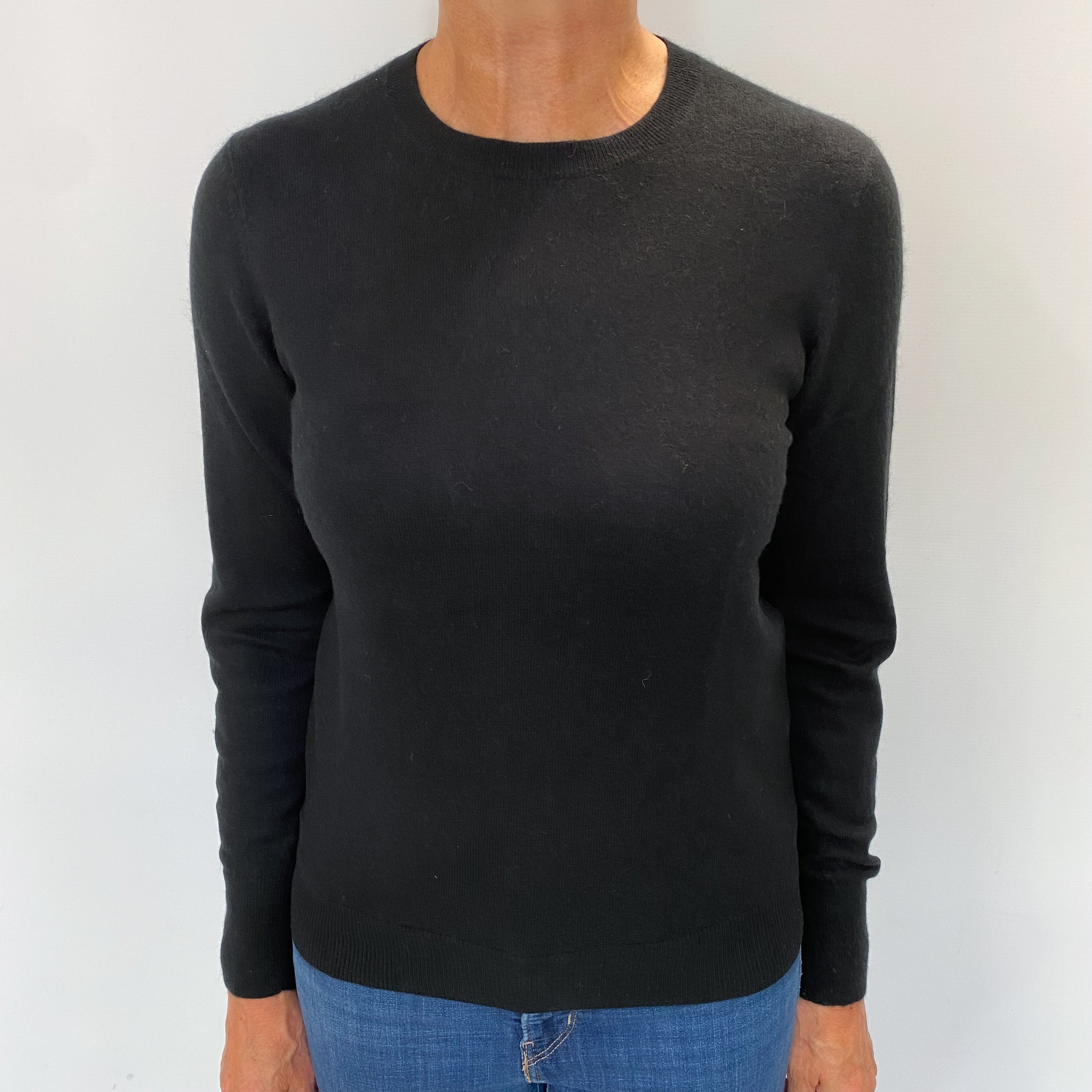 Black Cashmere Crew Neck Jumper Medium