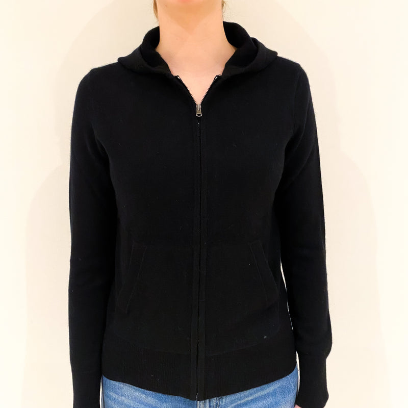 Black Cashmere Zip Up Hoodie Extra Small