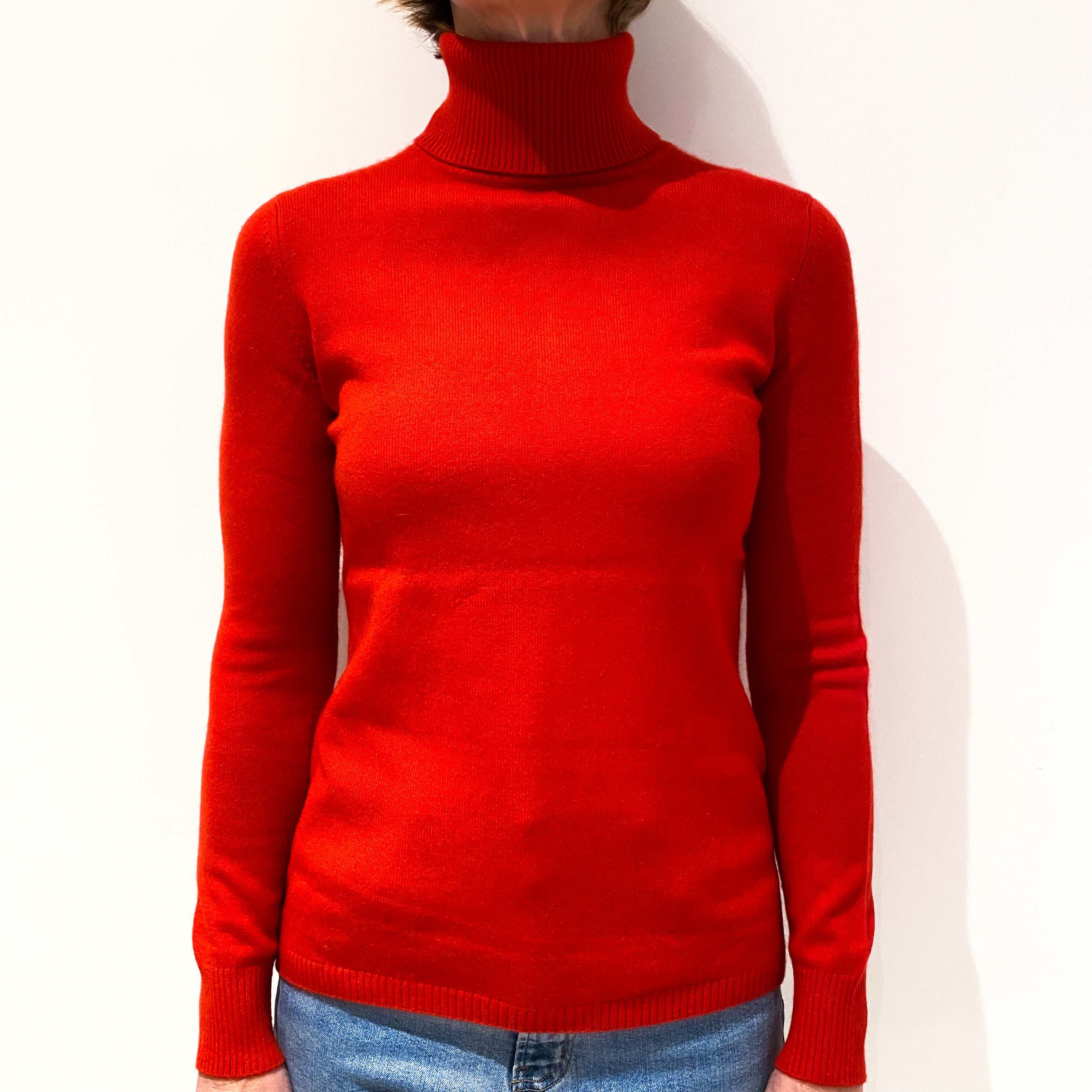 Berry Red Cashmere Polo Neck Jumper Small