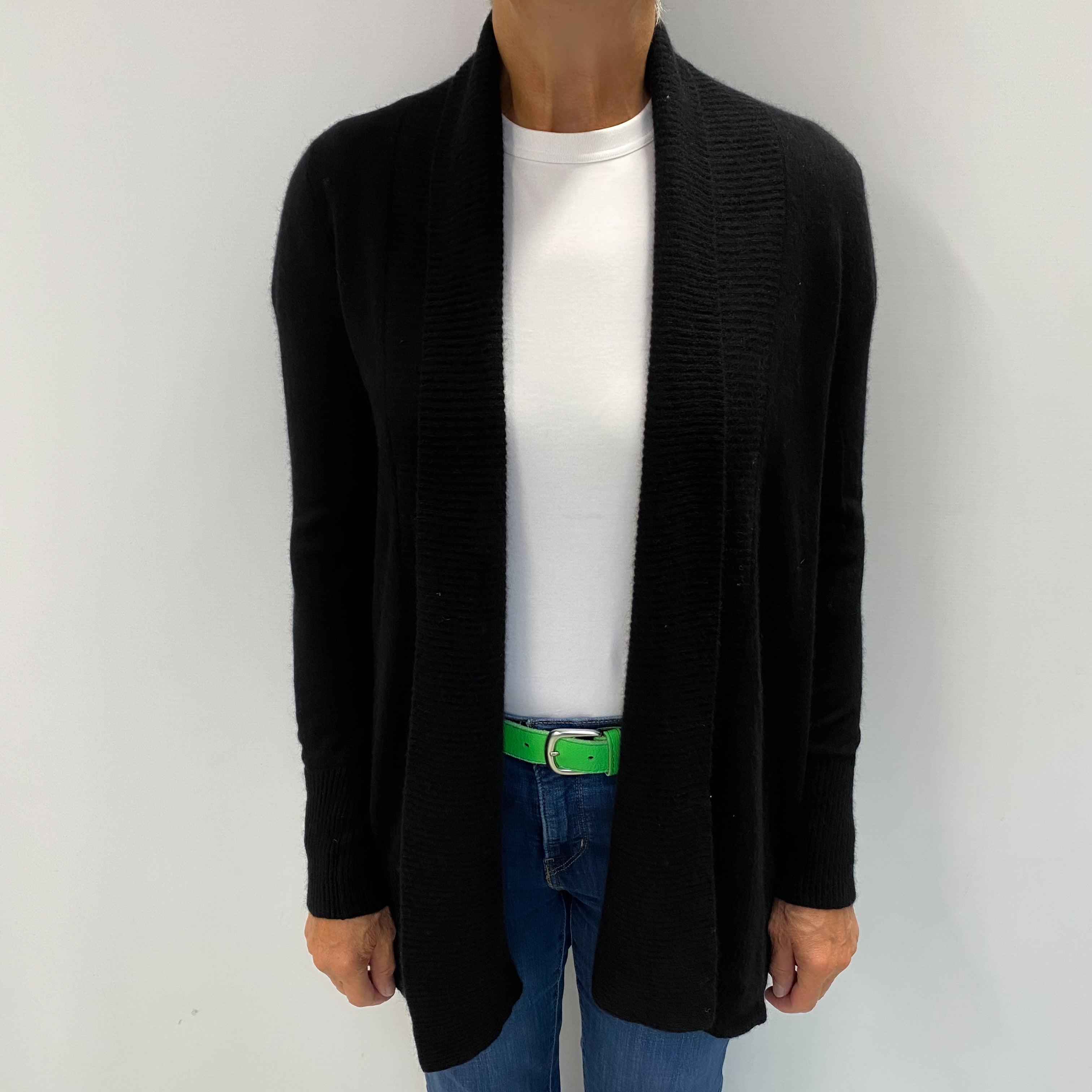Black Cashmere Edge To Edge Cardigan Medium