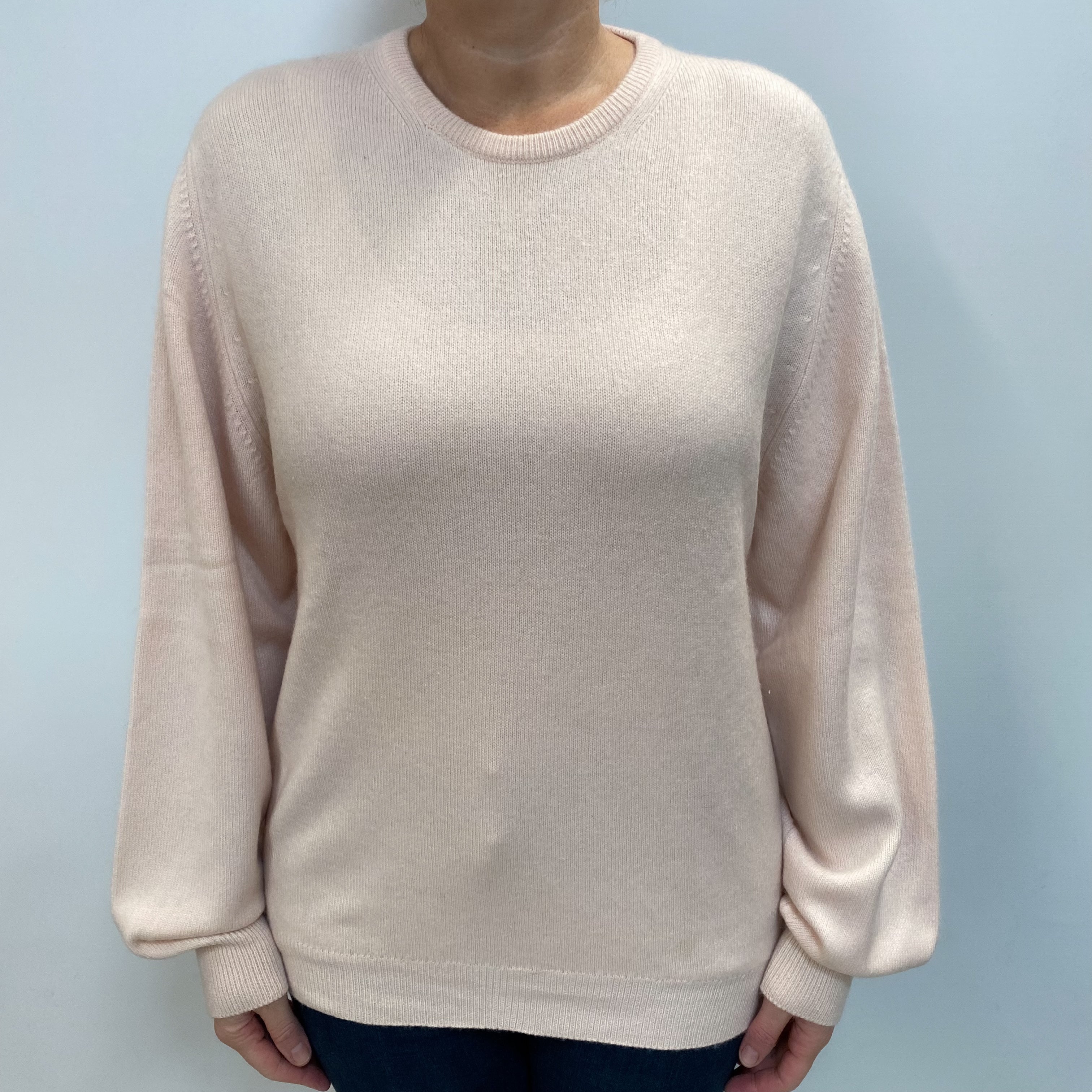 Brora Ice Pink Cashmere Crew Neck Jumper Large
