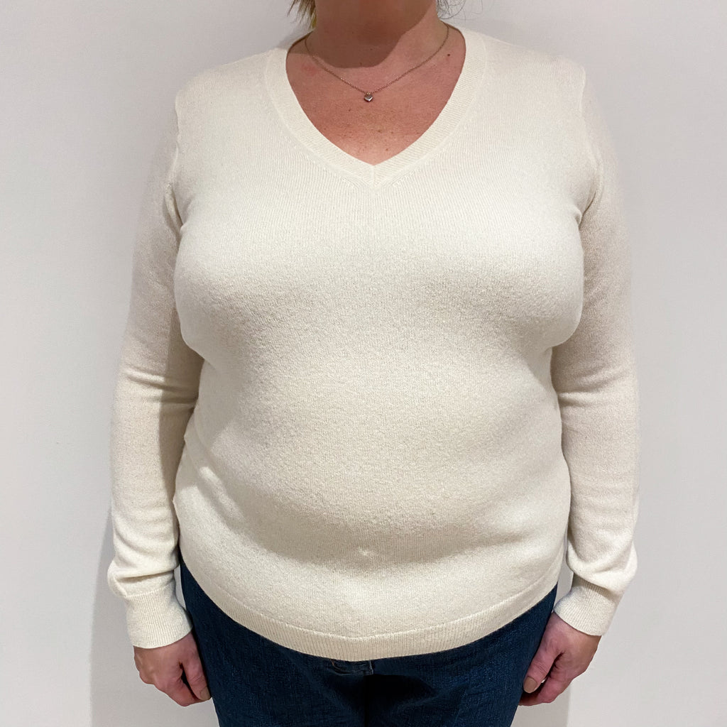 Cream Cashmere V Neck Jumper Extra Large