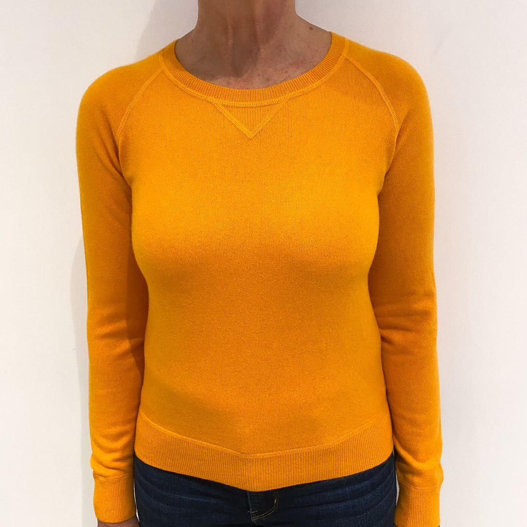 Marigold Orange Sweatshirt Style Cashmere Crew Neck Jumper Medium