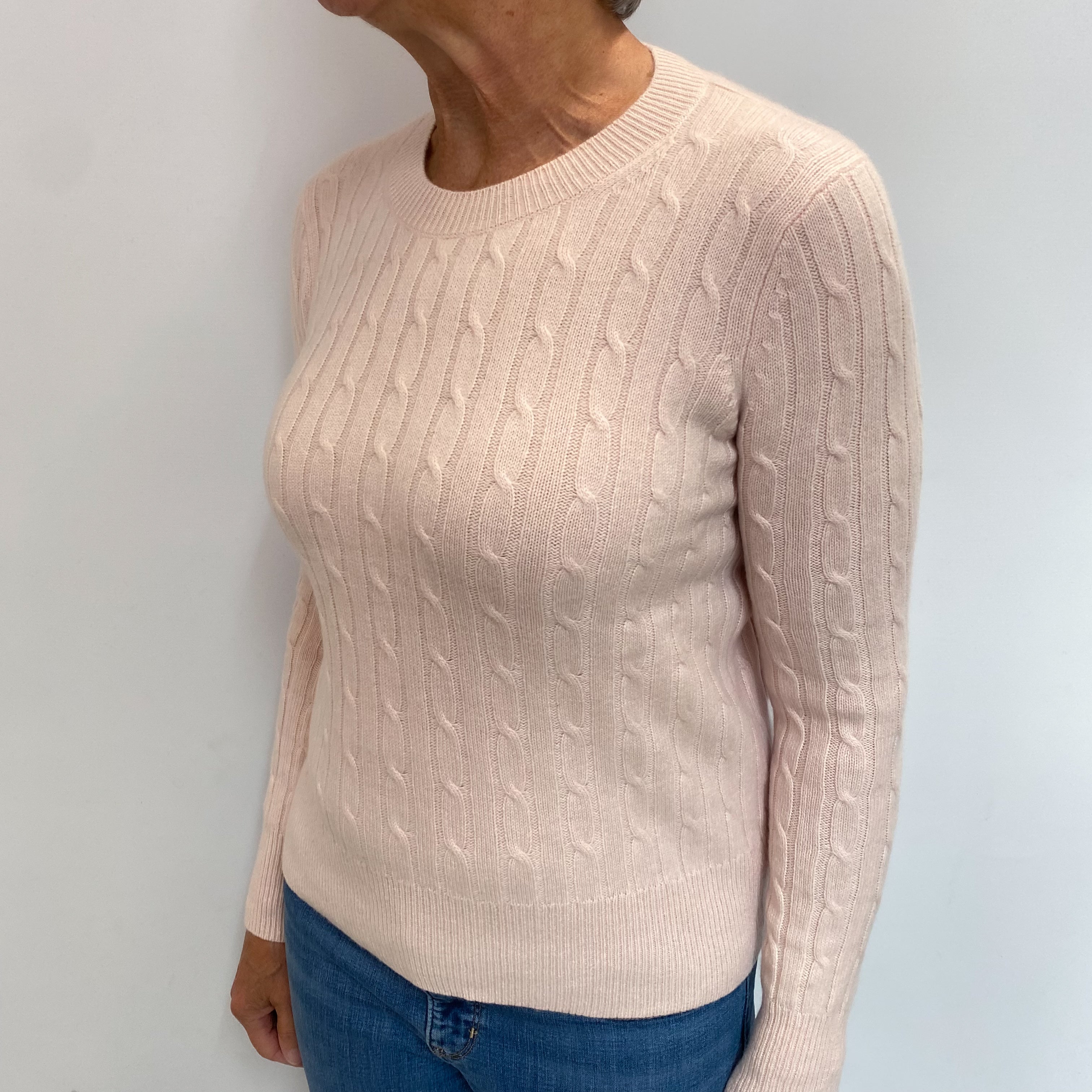 Shell Pink Cashmere Crew Neck Jumper Medium